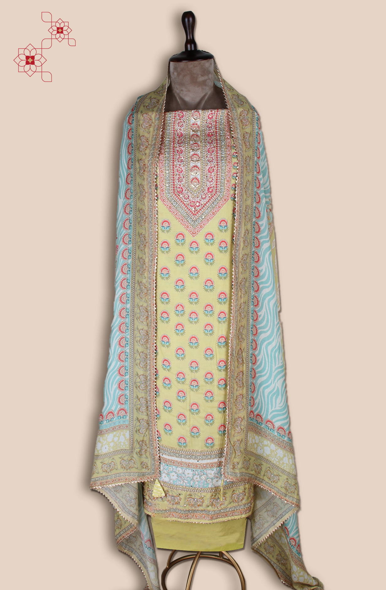 Yellow Beautiful Muslin Festive Salwar Kameez - ARTSMSLN01