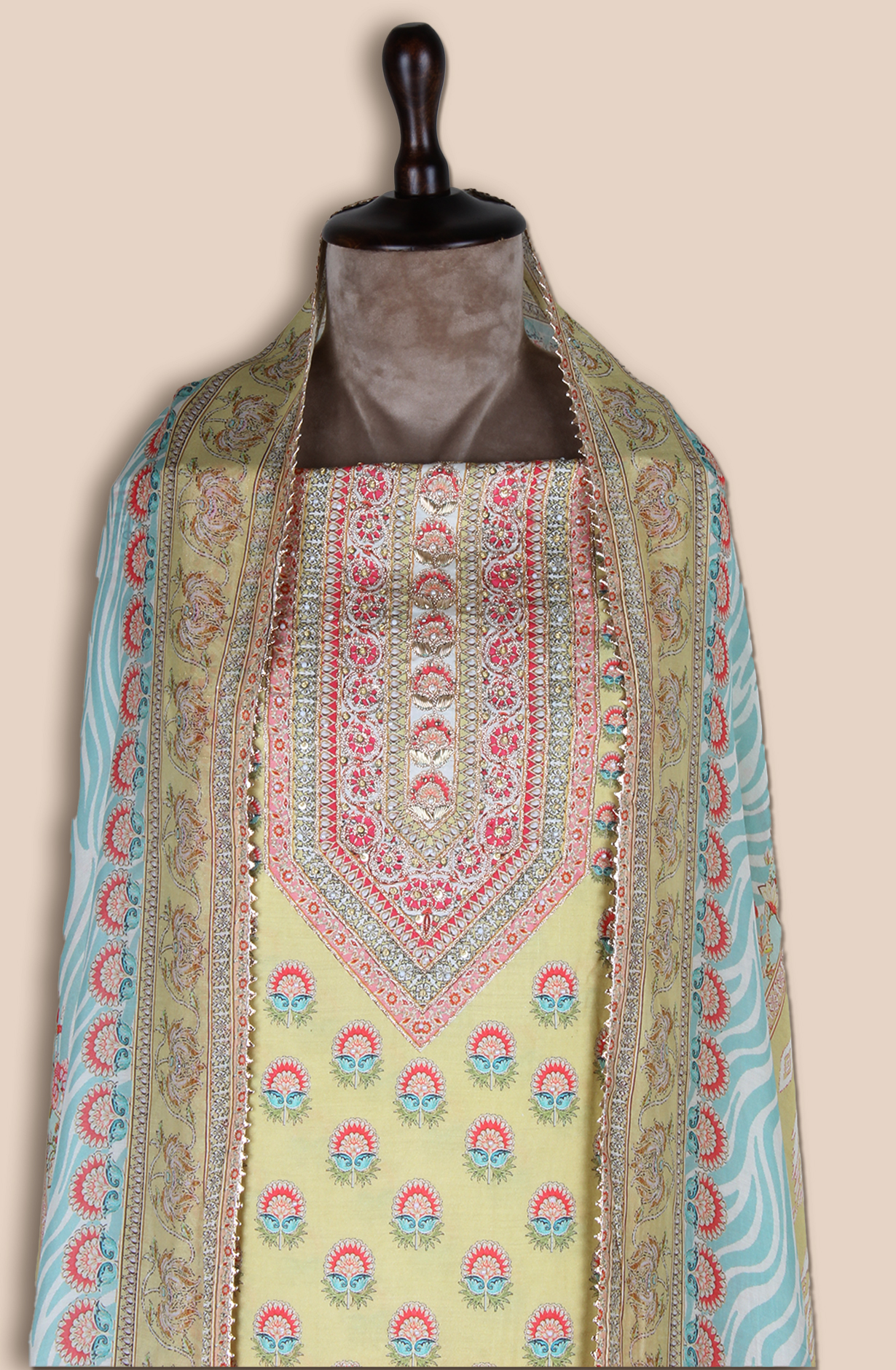 Yellow Beautiful Muslin Festive Salwar Kameez - ARTSMSLN01