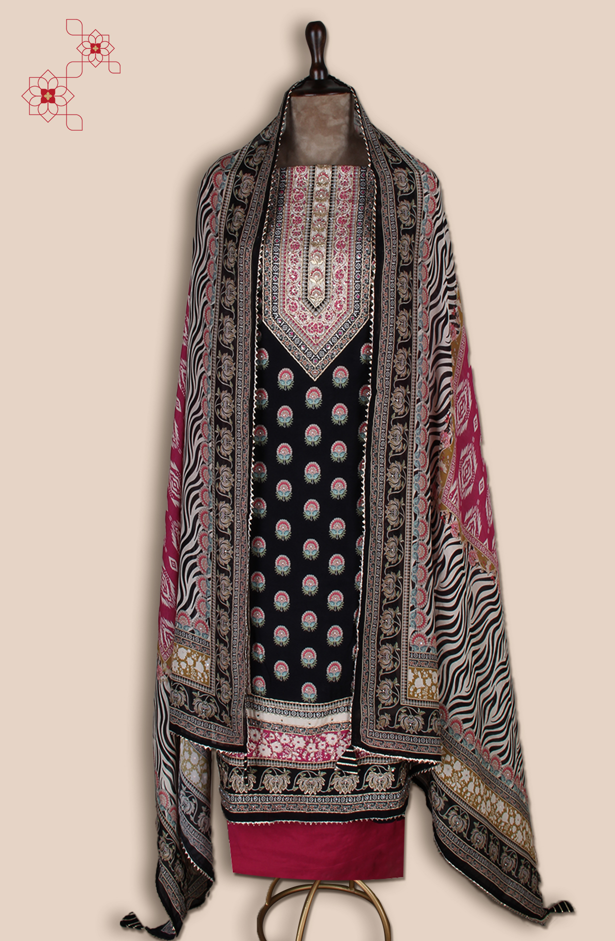 Magenta Beautiful Muslin Festive Salwar Kameez - ARTSMSLN01A