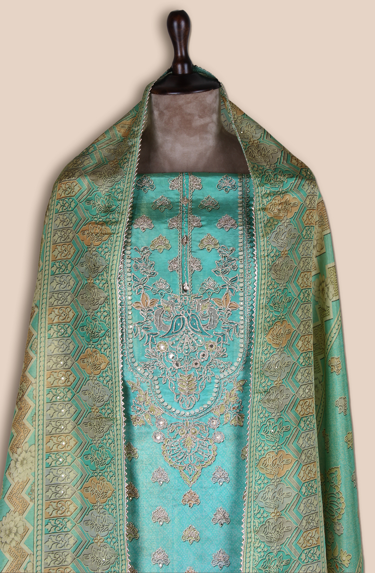 Sea Green Tissue Silk Festive Salwar Kameez - ARTSTISSU01