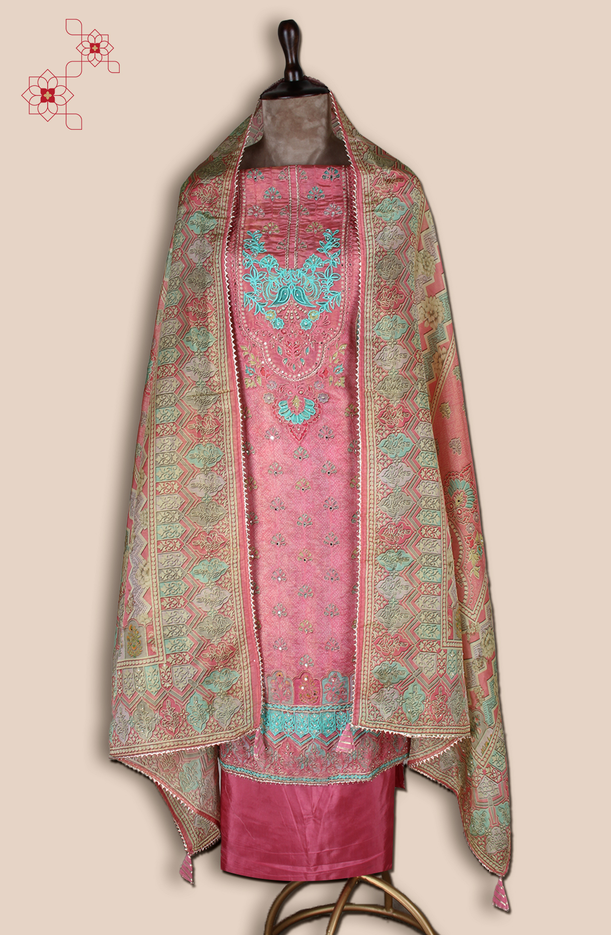 Pink Tissue Silk Festive Salwar Kameez - ARTSTISSU01B