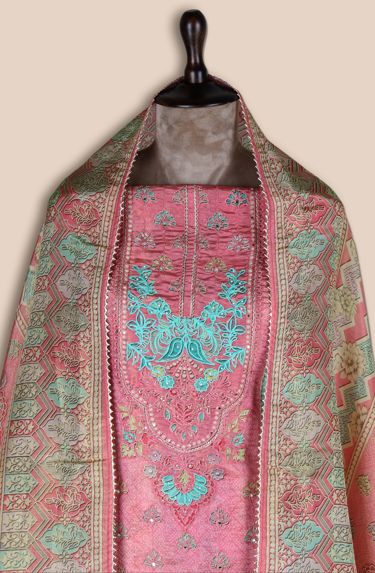 Pink Tissue Silk Festive Salwar Kameez - ARTSTISSU01B