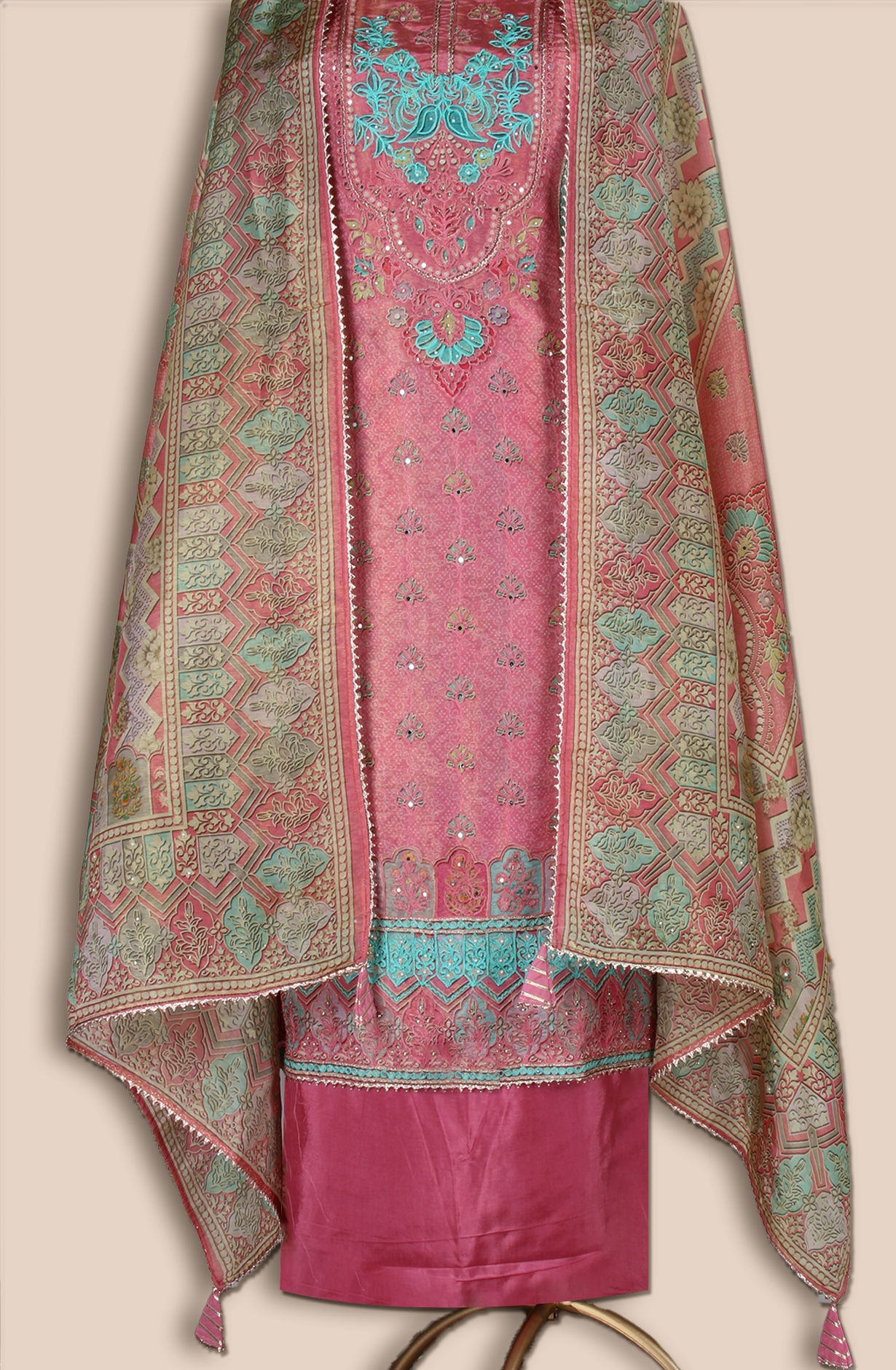 Pink Tissue Silk Festive Salwar Kameez - ARTSTISSU01B