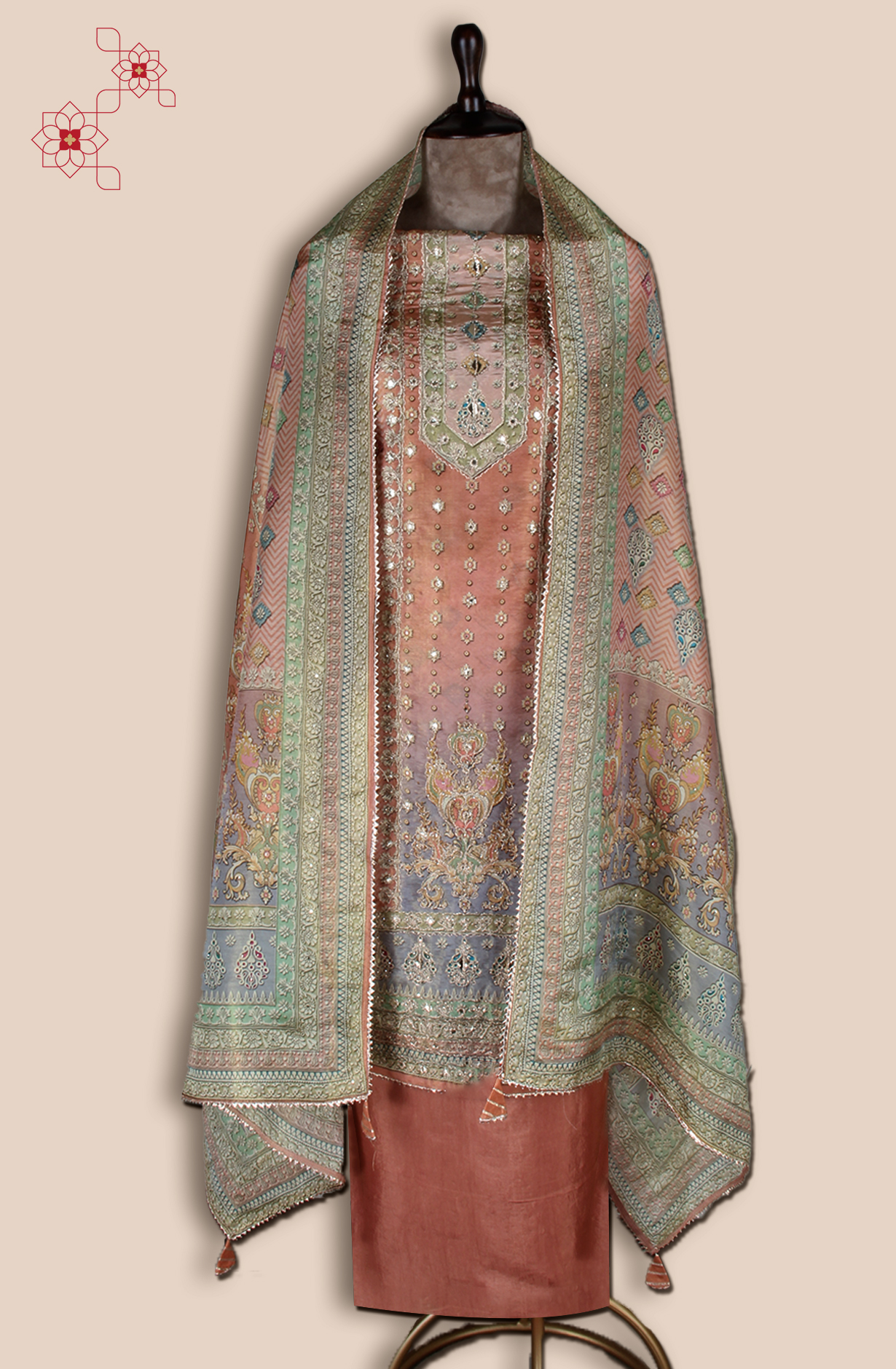 Rust Tissue Silk Festive Salwar Kameez - ARTSTISSU02A