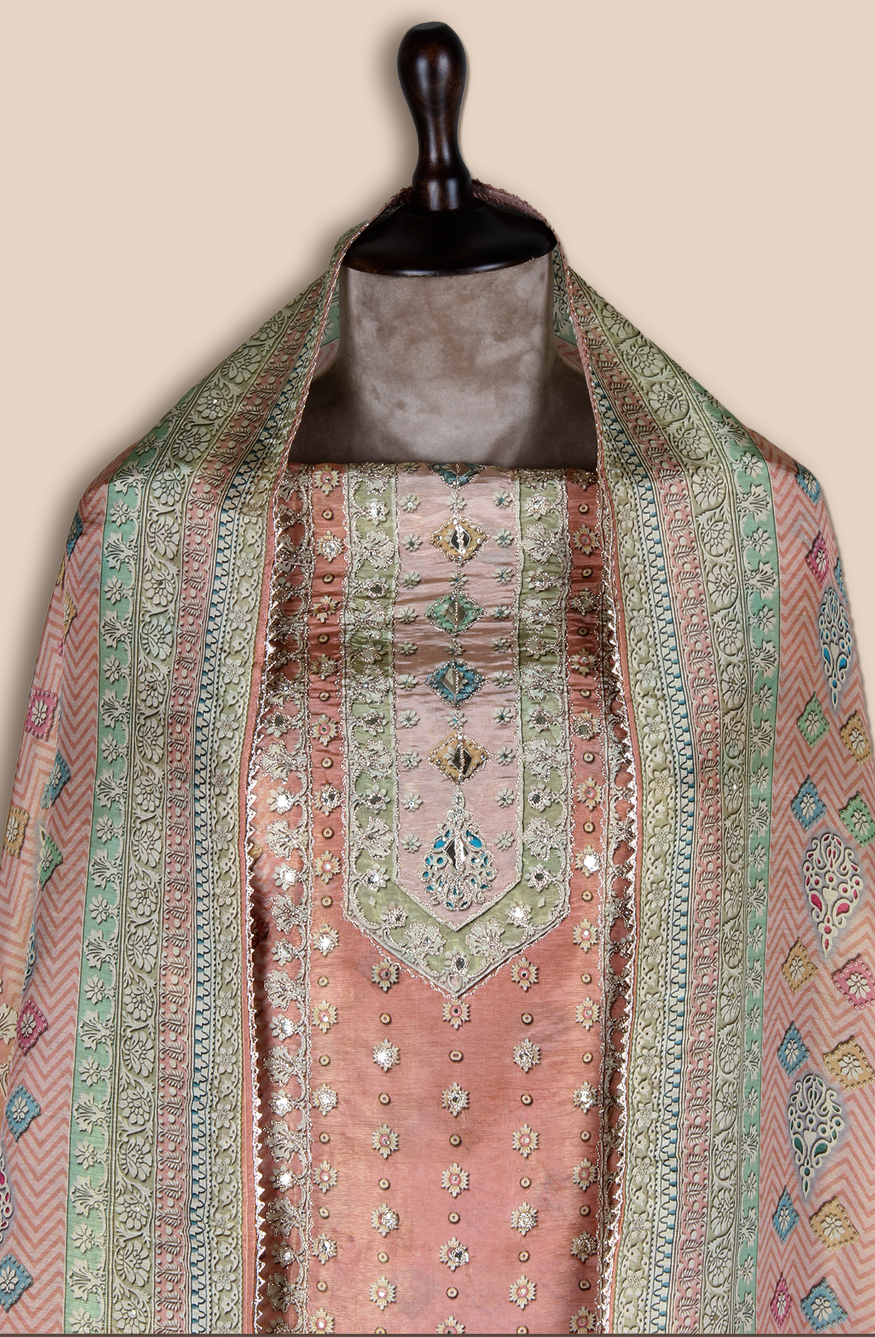 Rust Tissue Silk Festive Salwar Kameez - ARTSTISSU02A