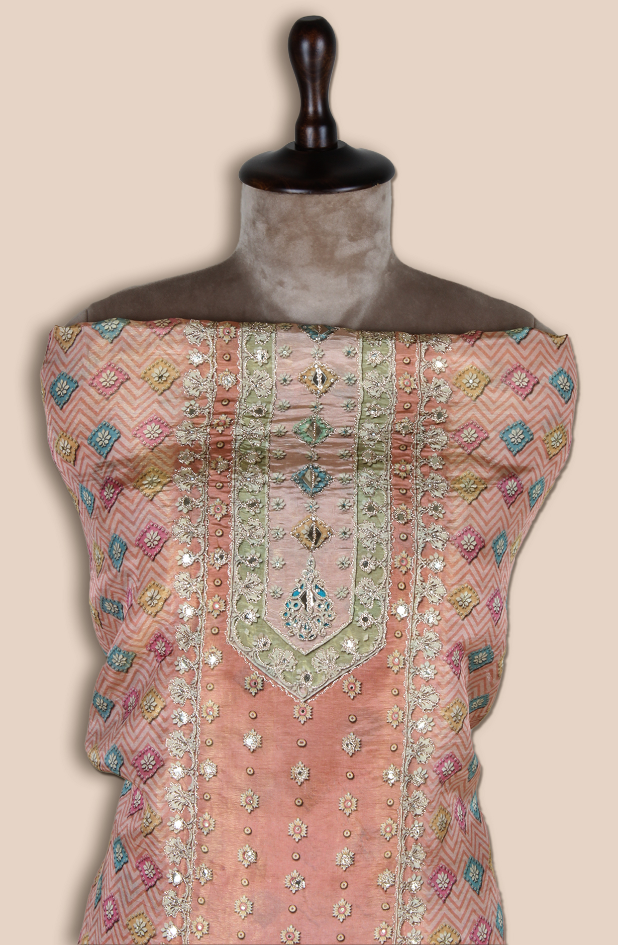 Rust Tissue Silk Festive Salwar Kameez - ARTSTISSU02A