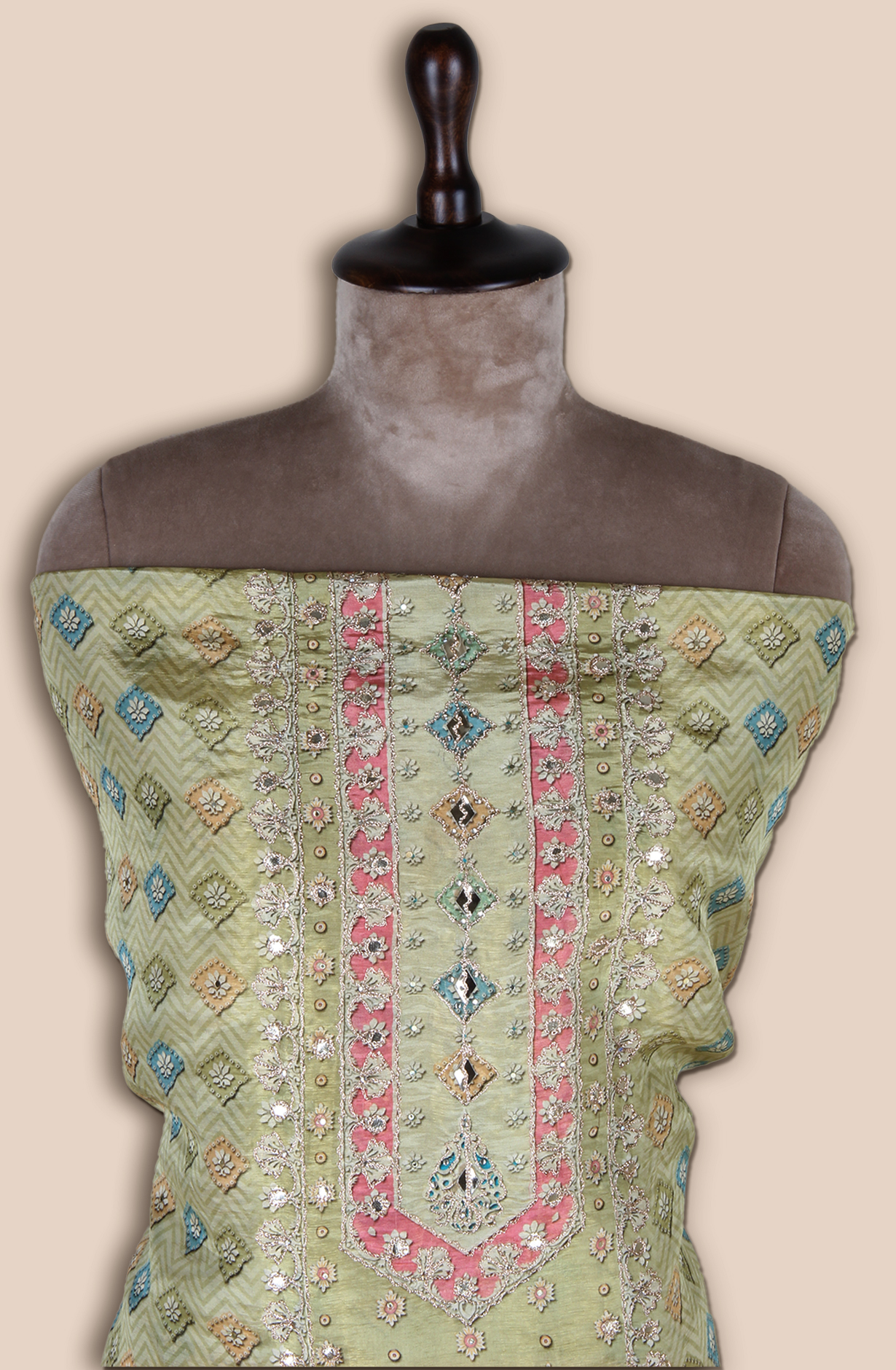 Mehndi Green Tissue Silk Festive Salwar Kameez - ARTSTISSU02B