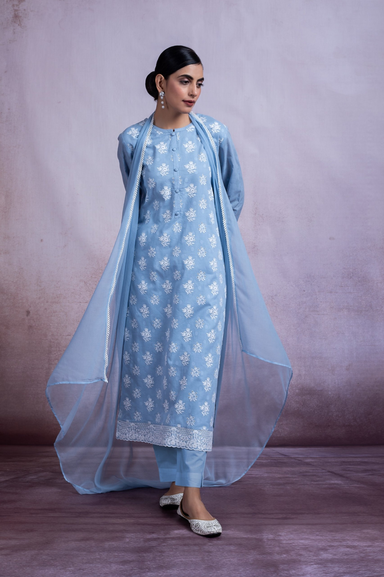 bLUE Cotton Suit Set with Beautiful Dupatta - ASH601A