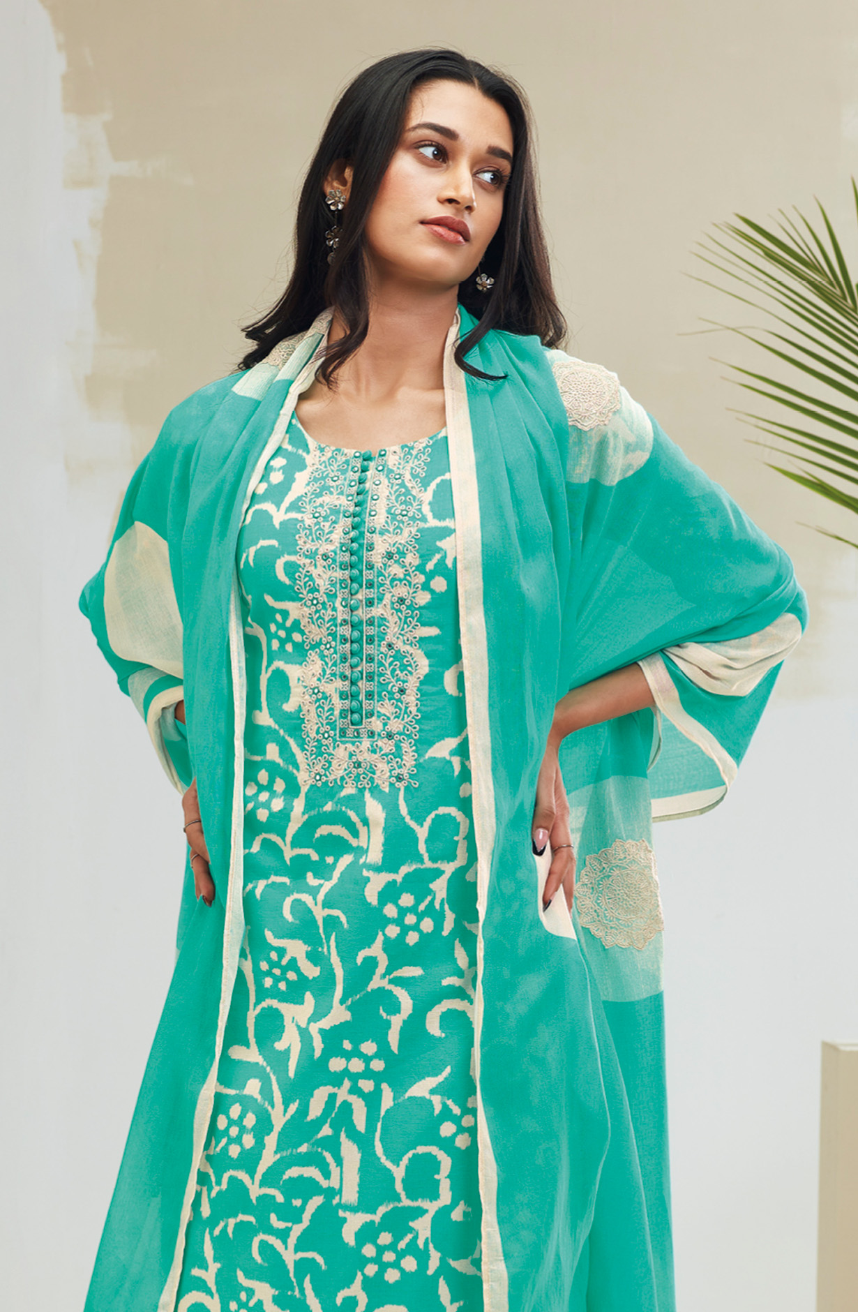 Green Cotton Printed Salwar Suit - ASIS1520A