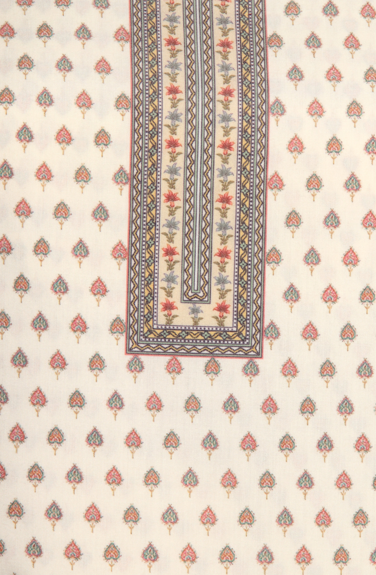 Cream Printed Unstitched Cotton Dress Material - ASM1277D