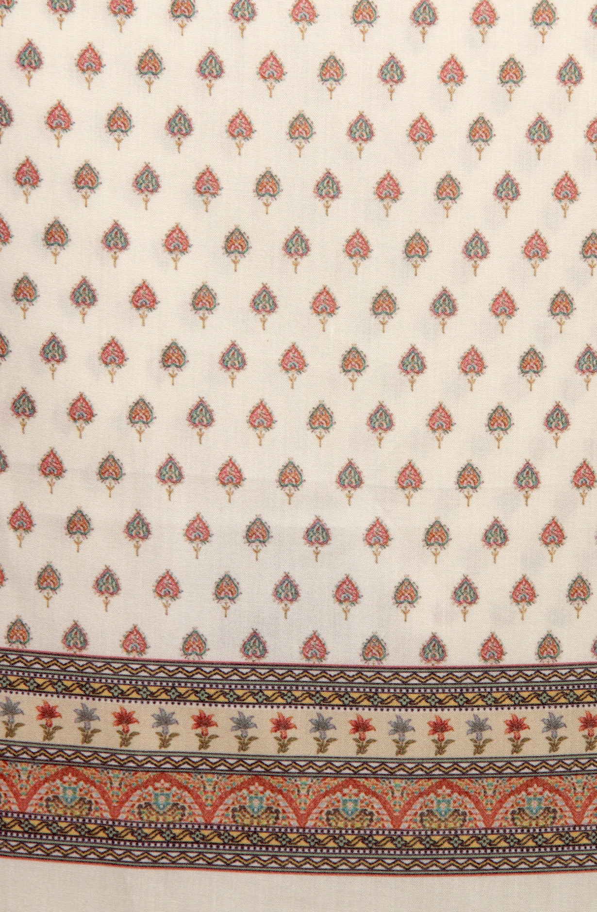 Cream Printed Unstitched Cotton Dress Material - ASM1277D