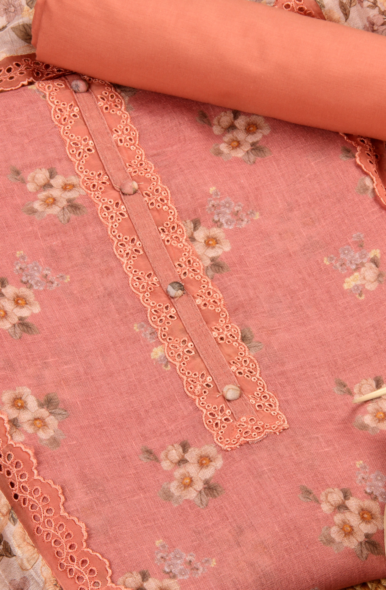 Peach Linen Digital Printed Suit-sets with Dupatta - AYS1952A