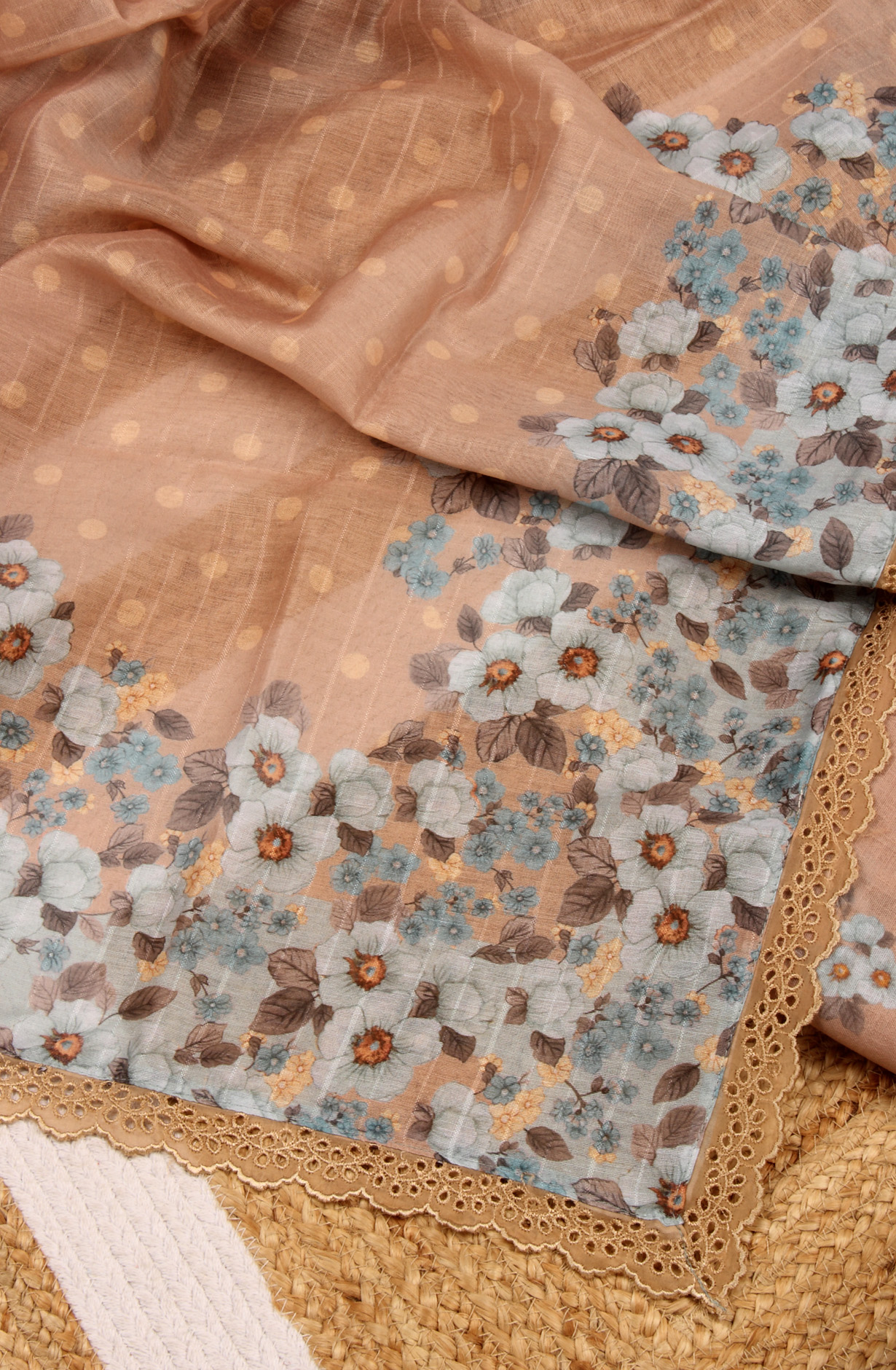 Beige Linen Digital Printed Suit-sets with Dupatta - AYS1952B