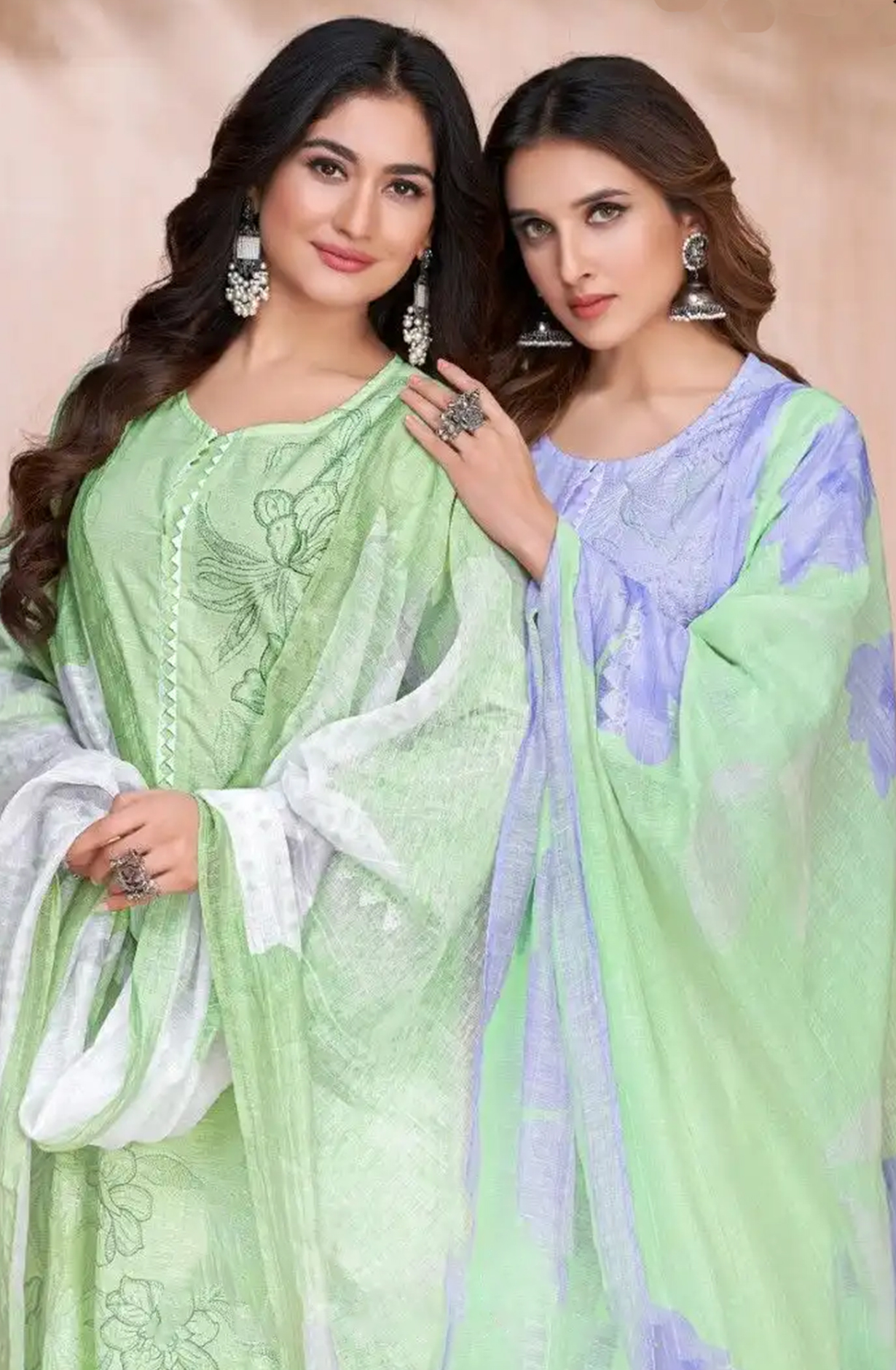 Purple Cotton Linen Beautiful Suit Set with Dupatta- AZA652