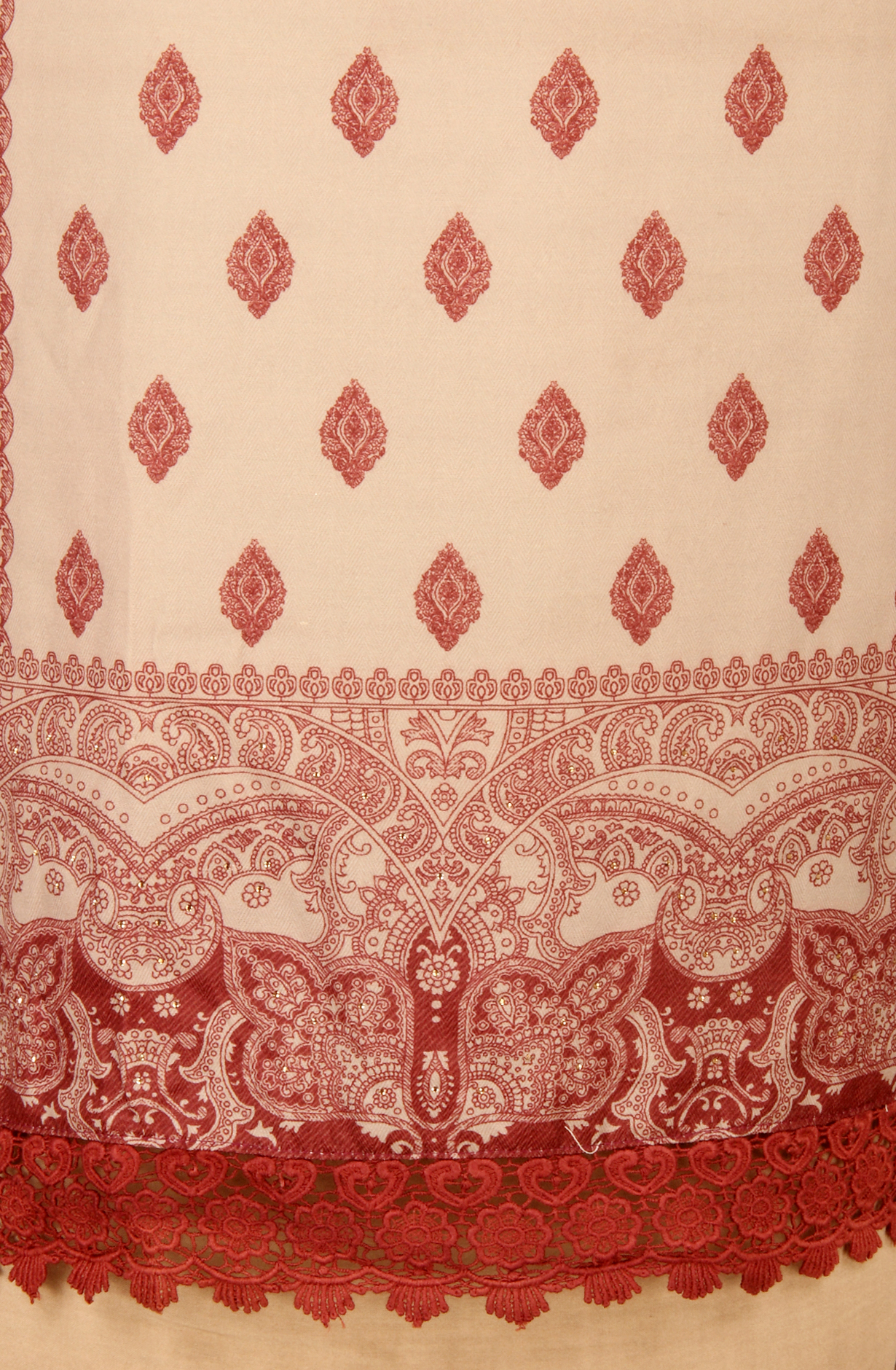 Beige Pashmina Winter Wear Unstitched Salwar Suit - AZI1618A