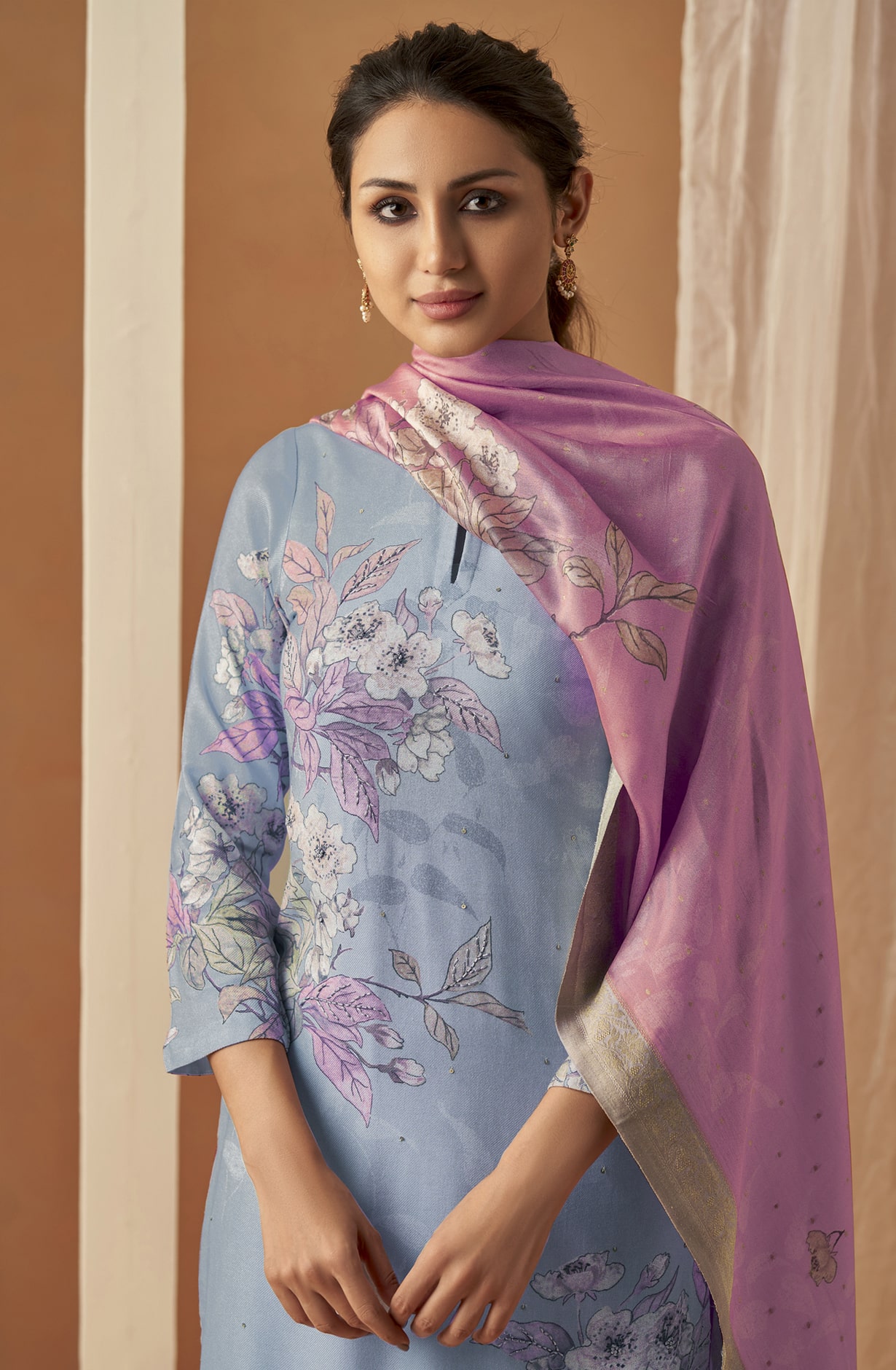 Lavender Cotton Digital Printed Unstitched Salwar Kameez - BAI582