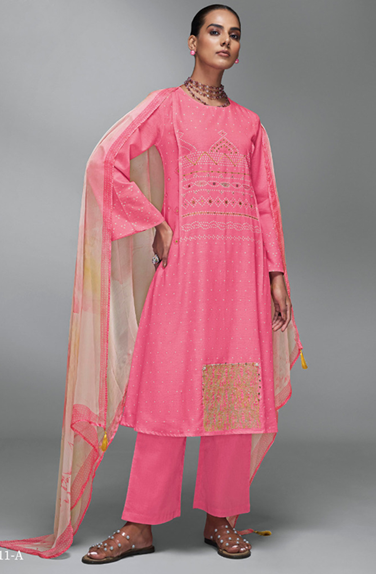 Pink Digital Printed Cotton Linen Suit Set with Dupatta - BAN5011A