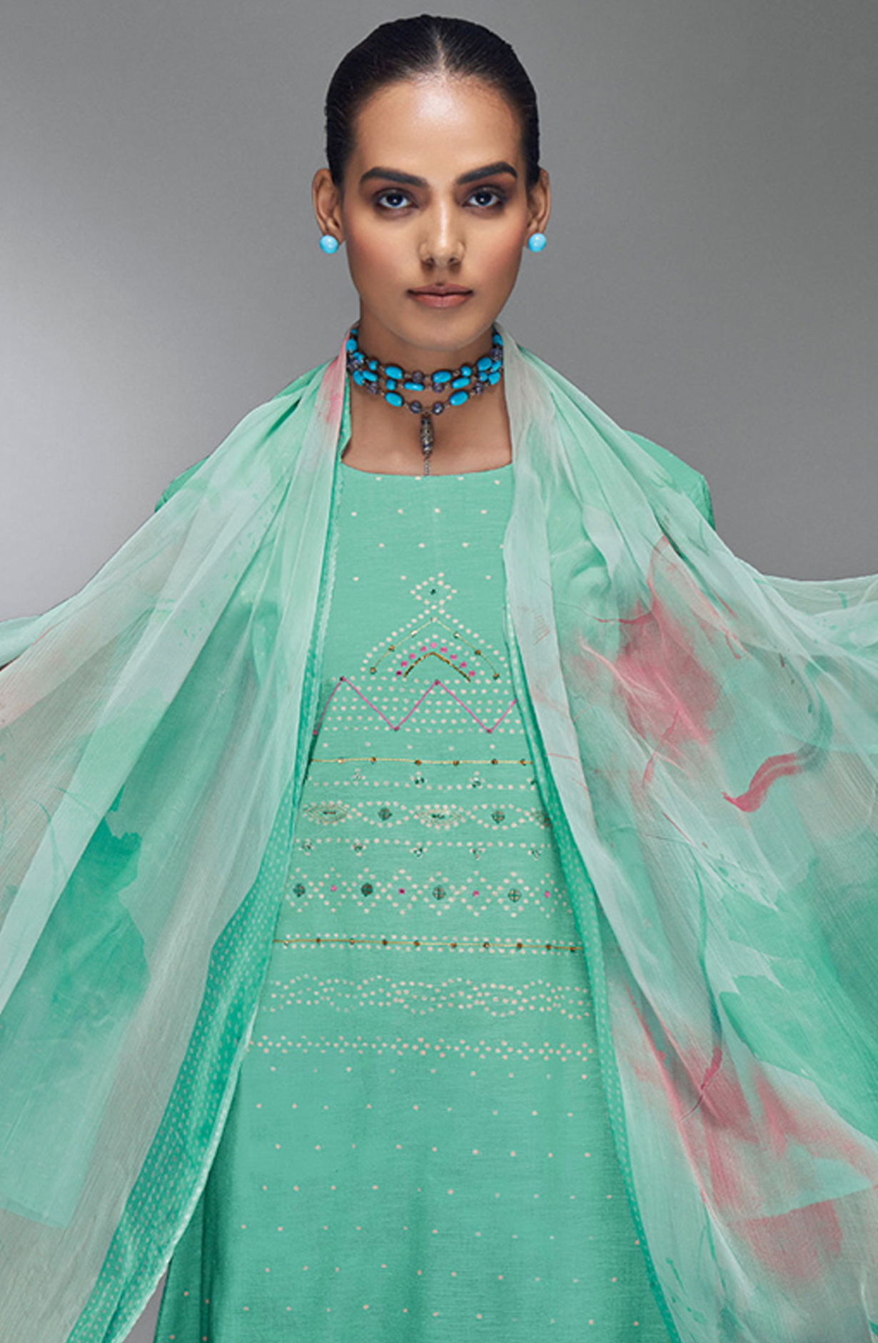 Firoze Digital Printed Cotton Linen Suit Set with Dupatta - BAN5011C