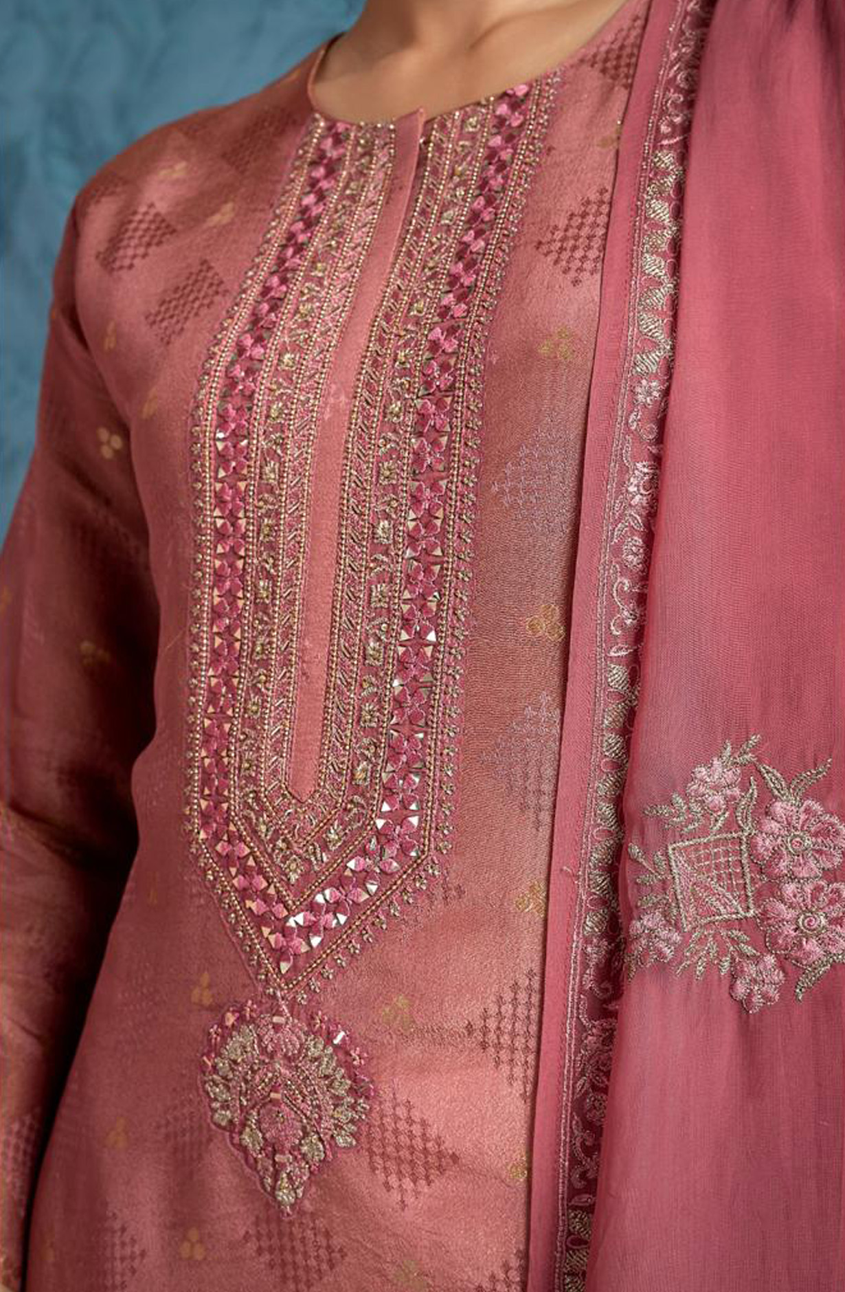 Mauve Designer Silk Festive Salwar Kameez with Organza Dupatta - R157-SPR1577A