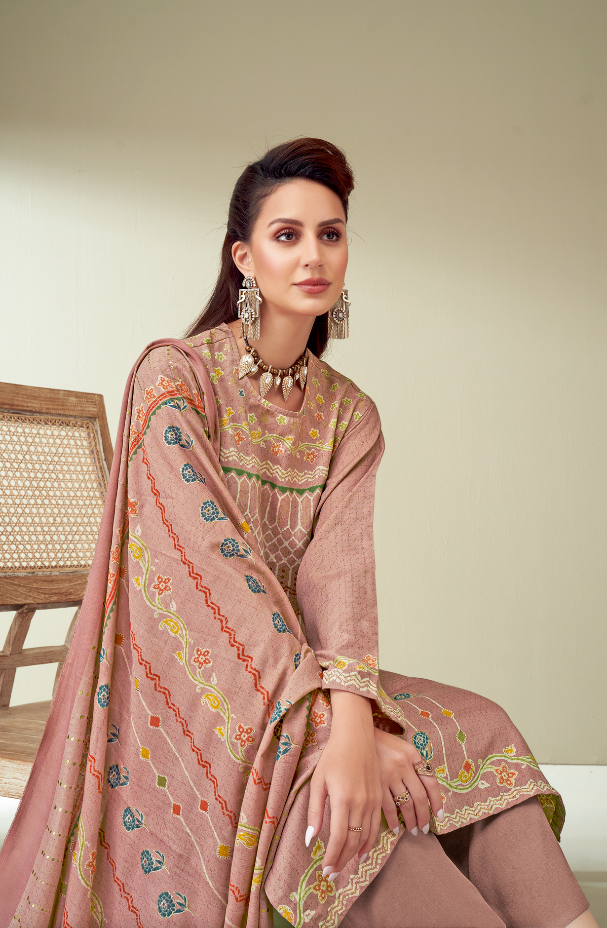 Mauve Spun Digital Printed Unstitched Salwar Suit - BAT412