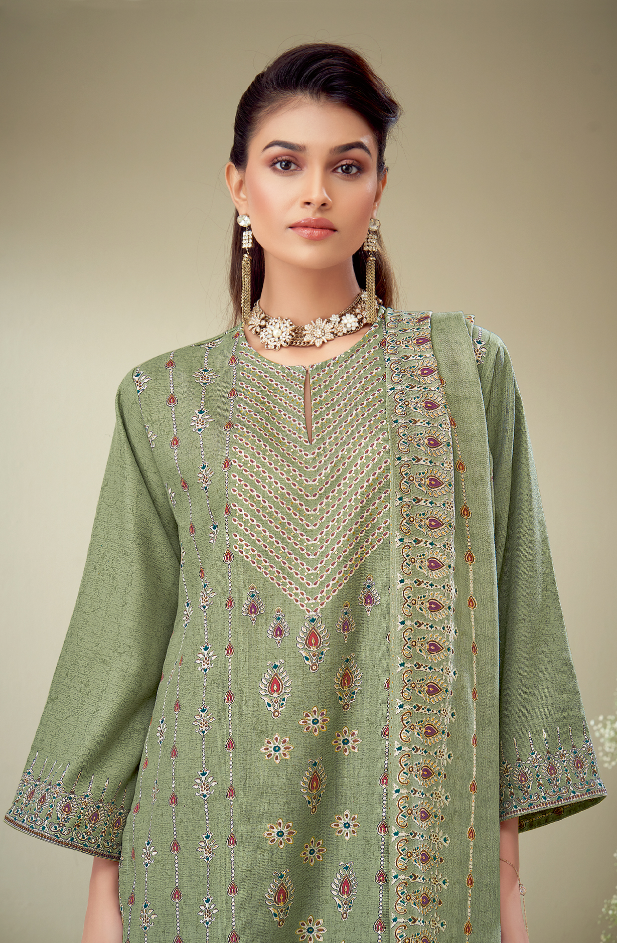 Sea Green Spun Digital Printed Unstitched Salwar Suit - BAT418