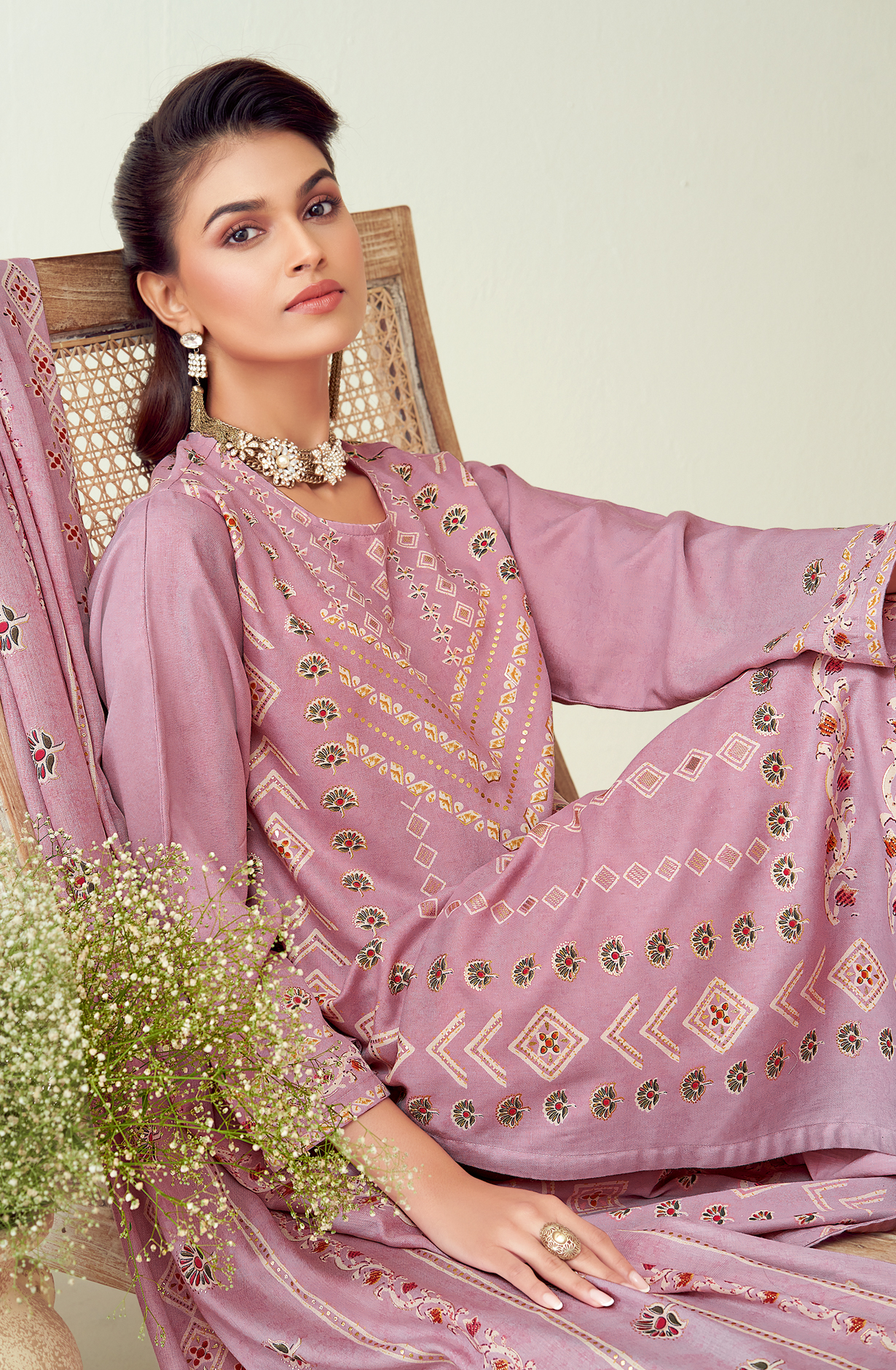 Pink Spun Digital Printed Unstitched Salwar Suit - BAT460