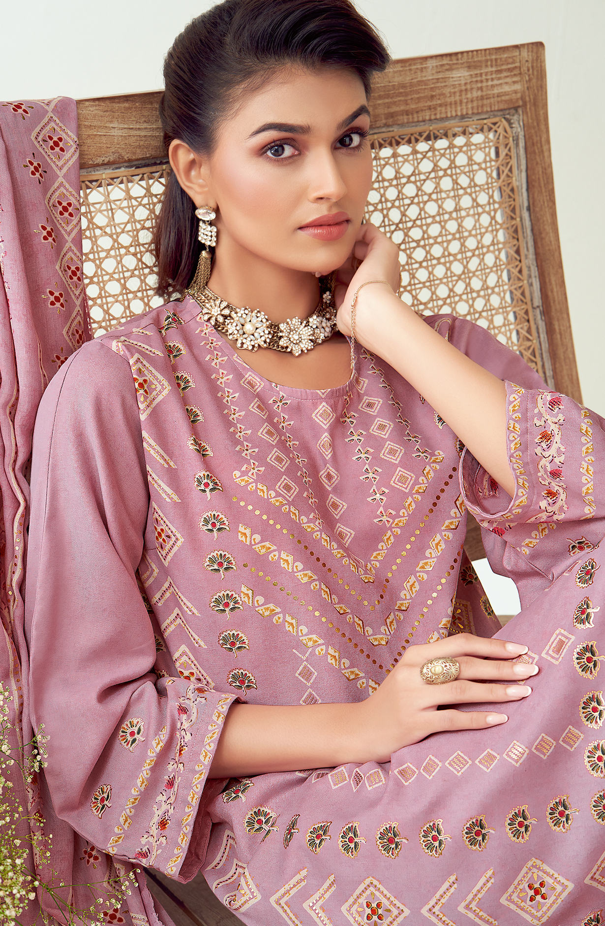 Pink Spun Digital Printed Unstitched Salwar Suit - BAT460