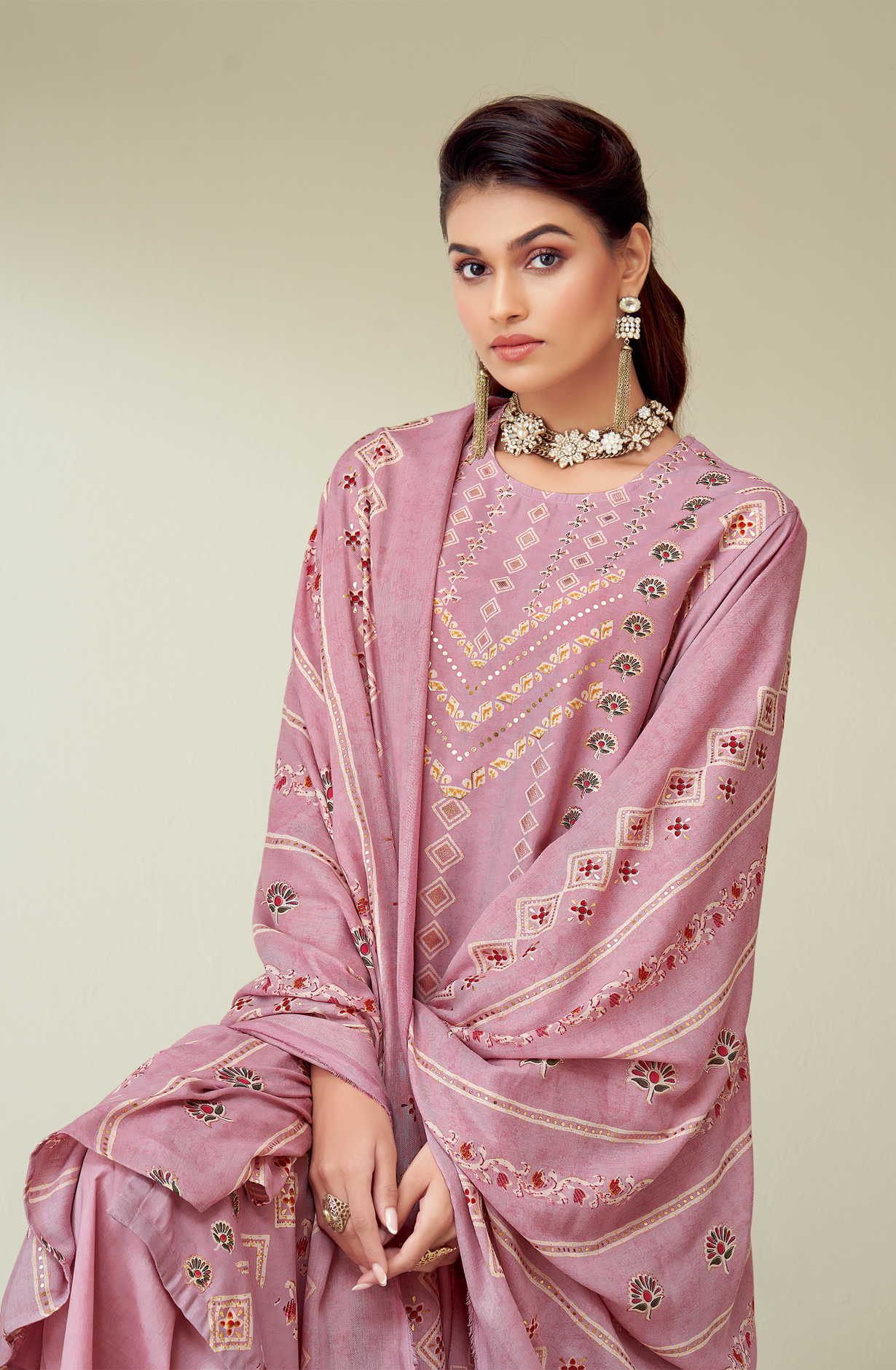 Pink Spun Digital Printed Unstitched Salwar Suit - BAT460