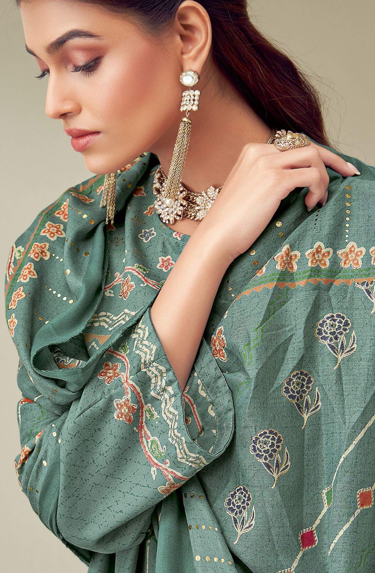 Firozi Spun Digital Printed Unstitched Salwar Suit - BAT485