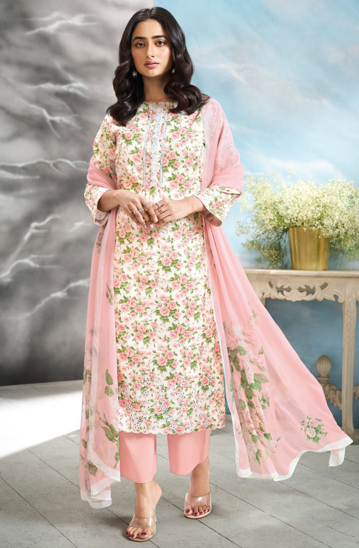 Cotton Linen Suit set with Dupatta - BEOS3207A