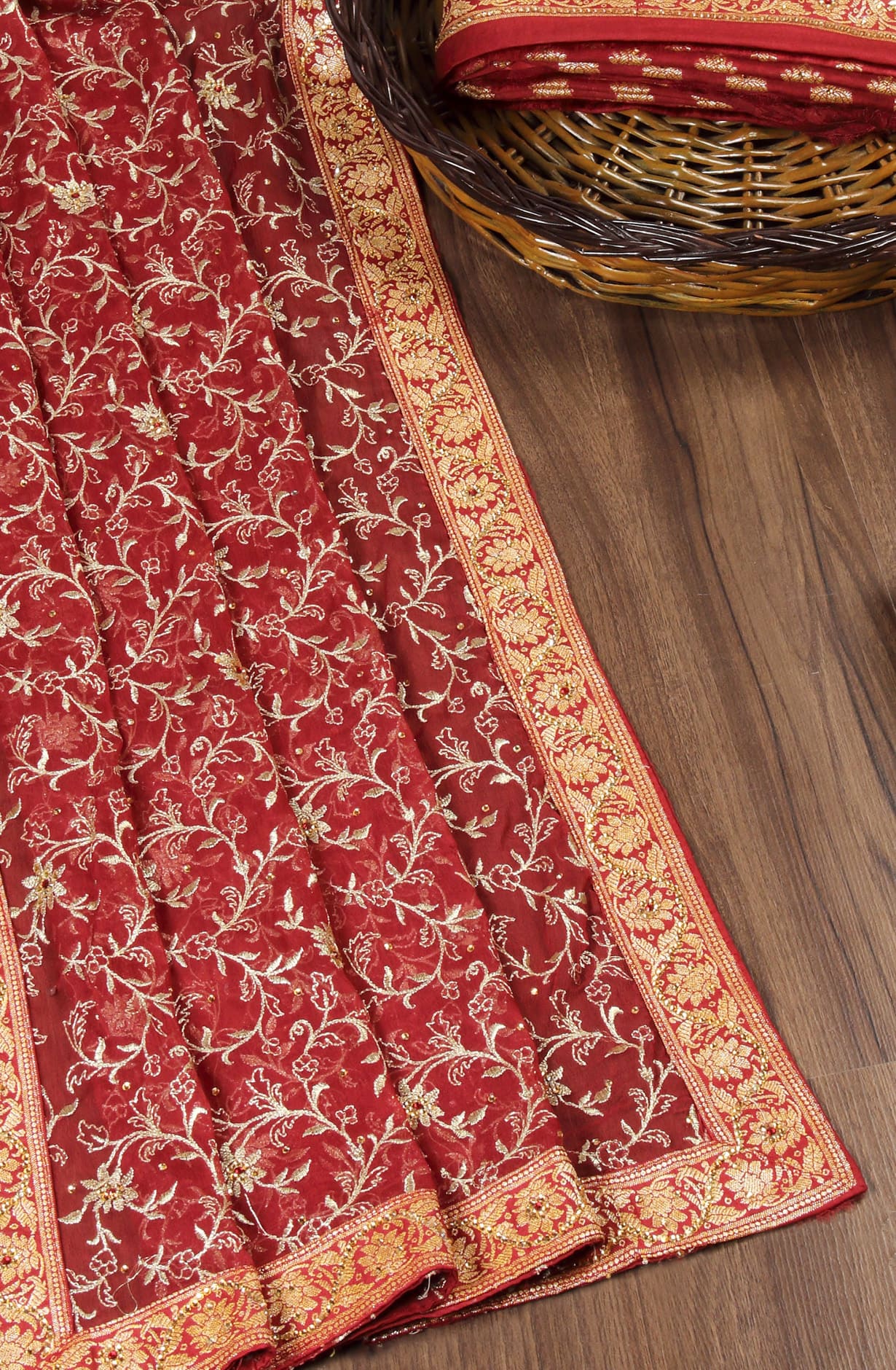 Maroon Chanderi Unstitched Festive Wear Suit - BNFCHN4191A