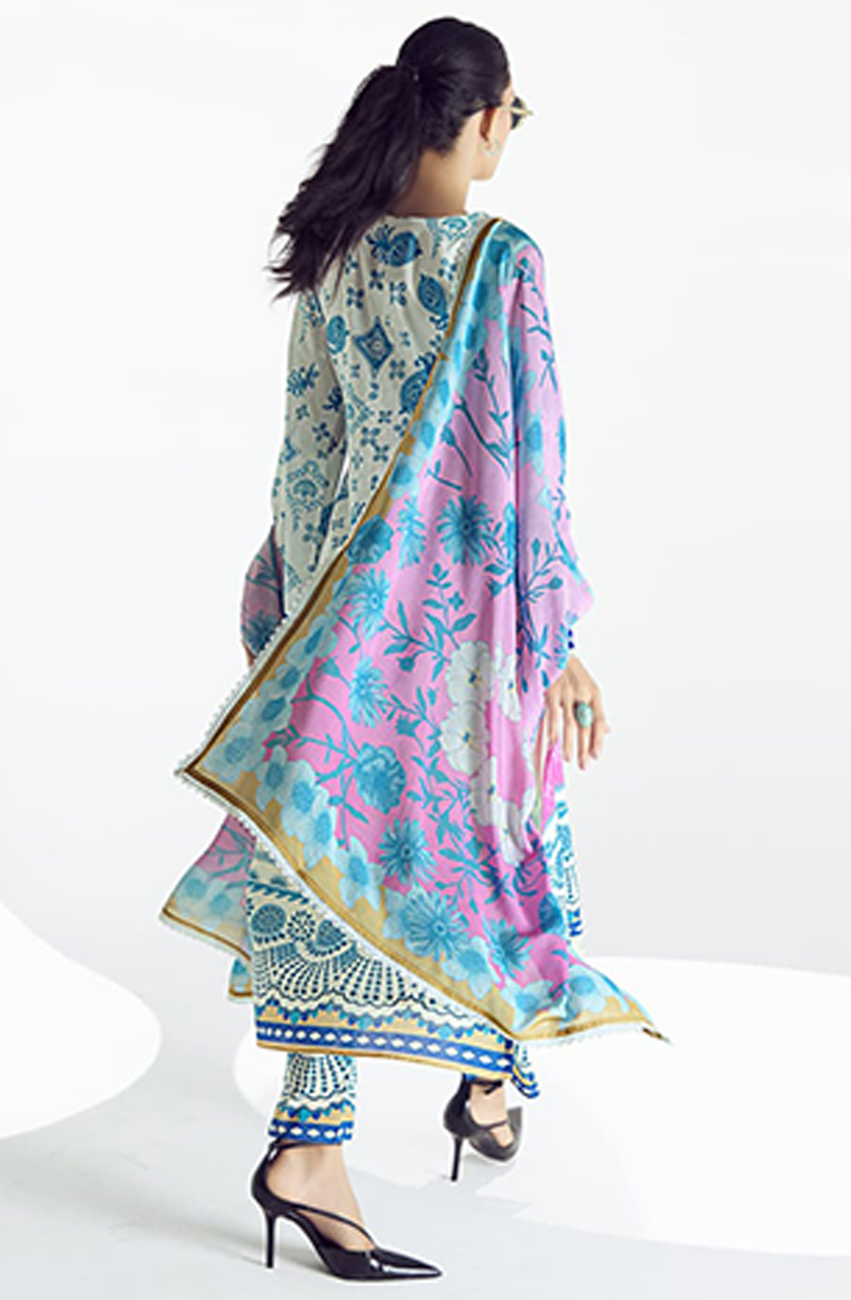 Pink Cotton Lawn Printed Suit Set with Dupatta- BRE321