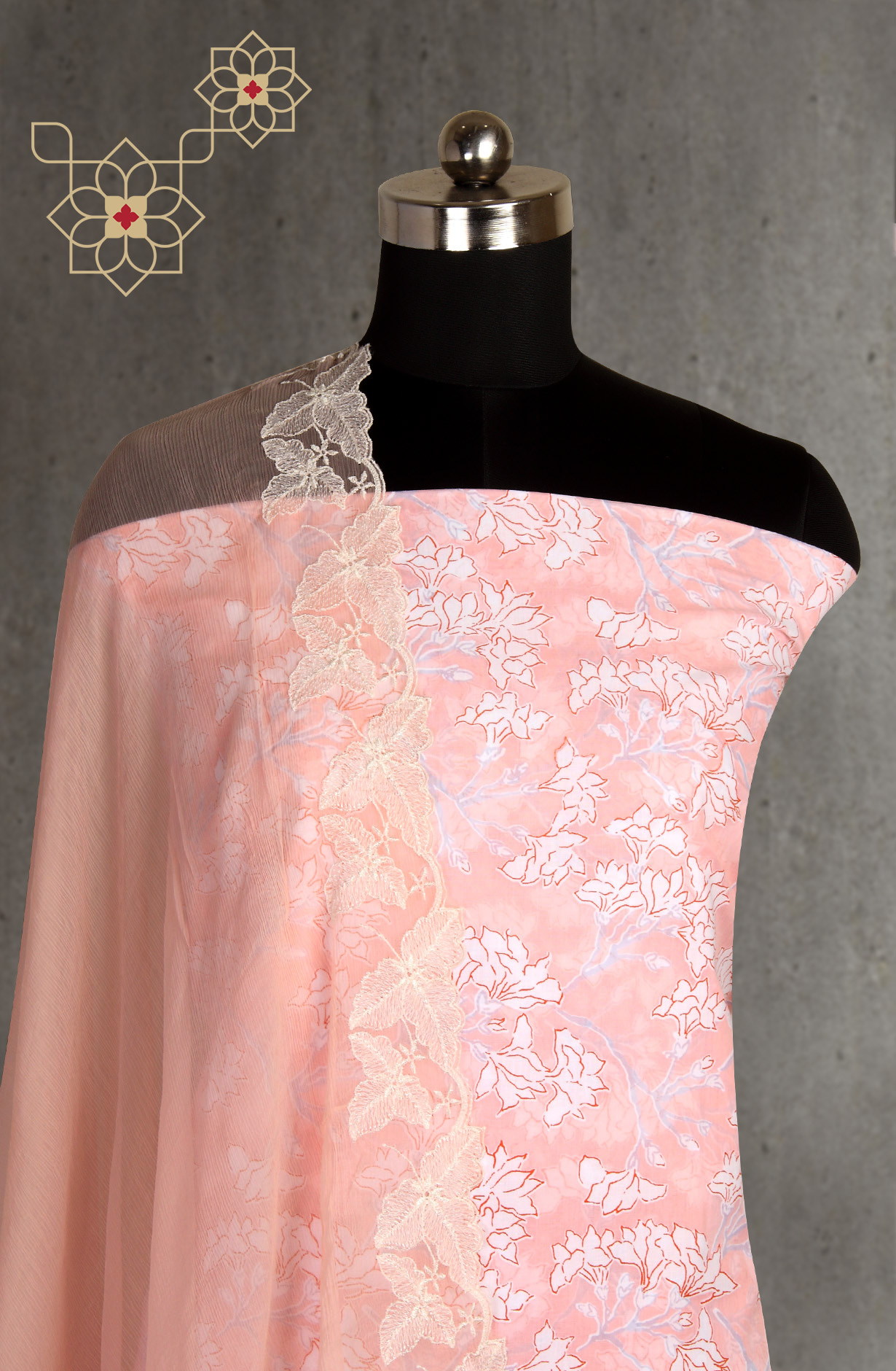 Orange Cotton Printed Salwar Suit with Chiffon Dupatta - CHANPJ2087B