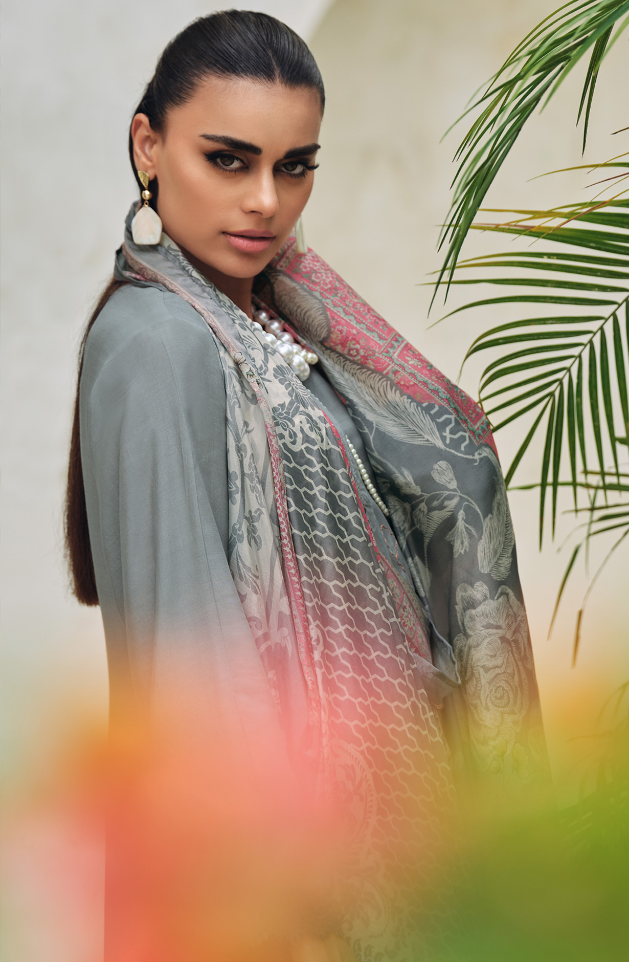 Grey Designer Festive Wear Muslin Embroidered Salwar Suit - CHAR04