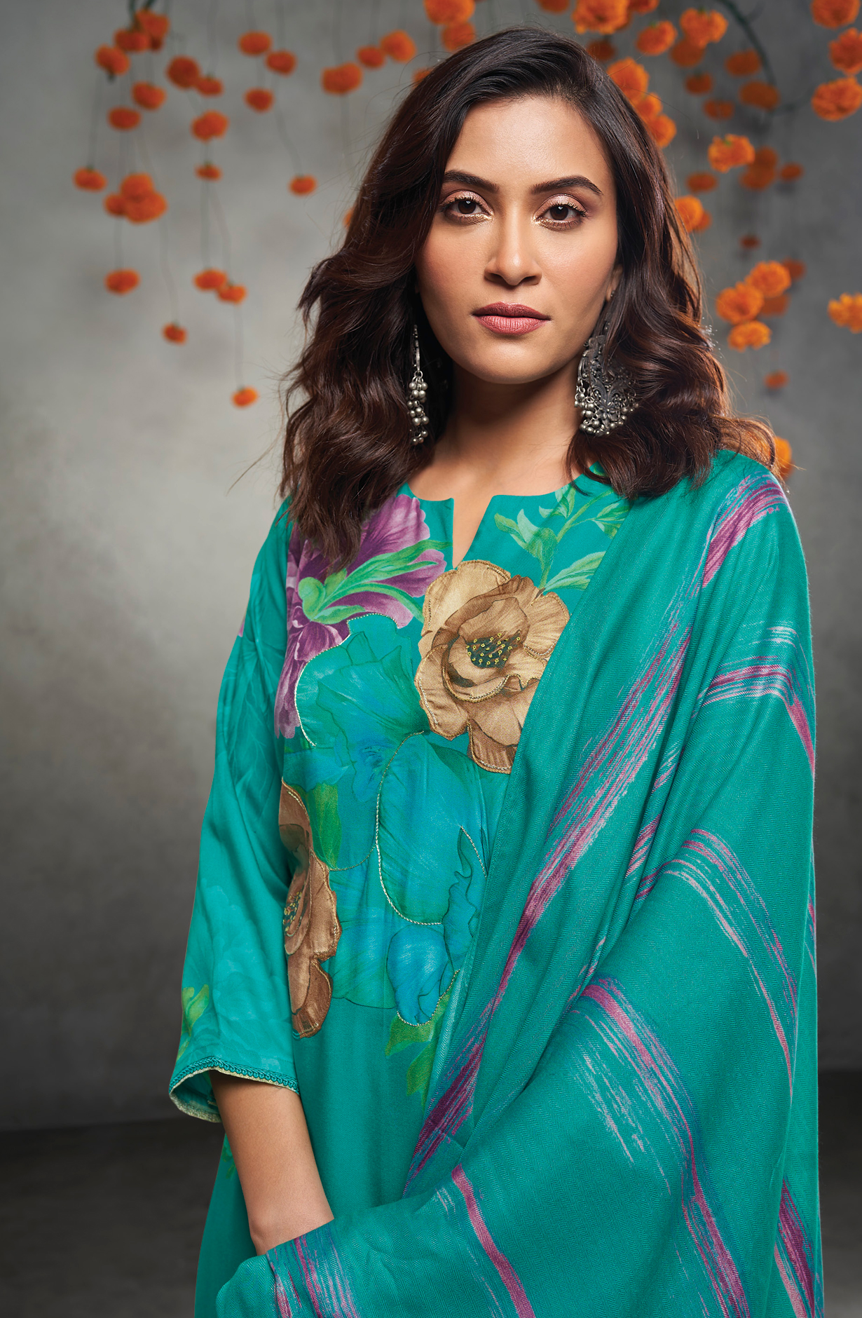 Firozi Beautiful Pashmina Printed Salwar Kameez with Dupatta - CRUS2035A