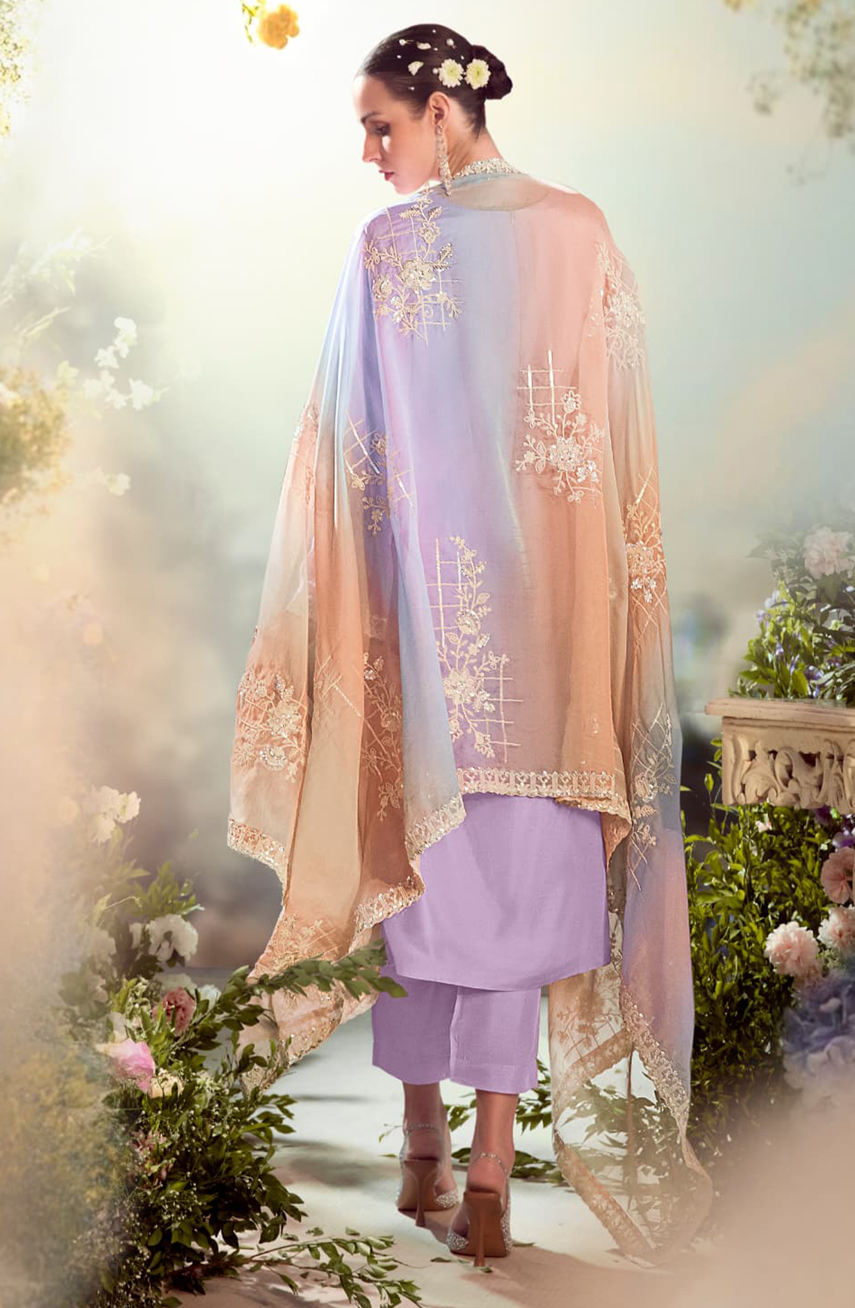 Modal Satin  Embroidered Suit-Set - DAS2201