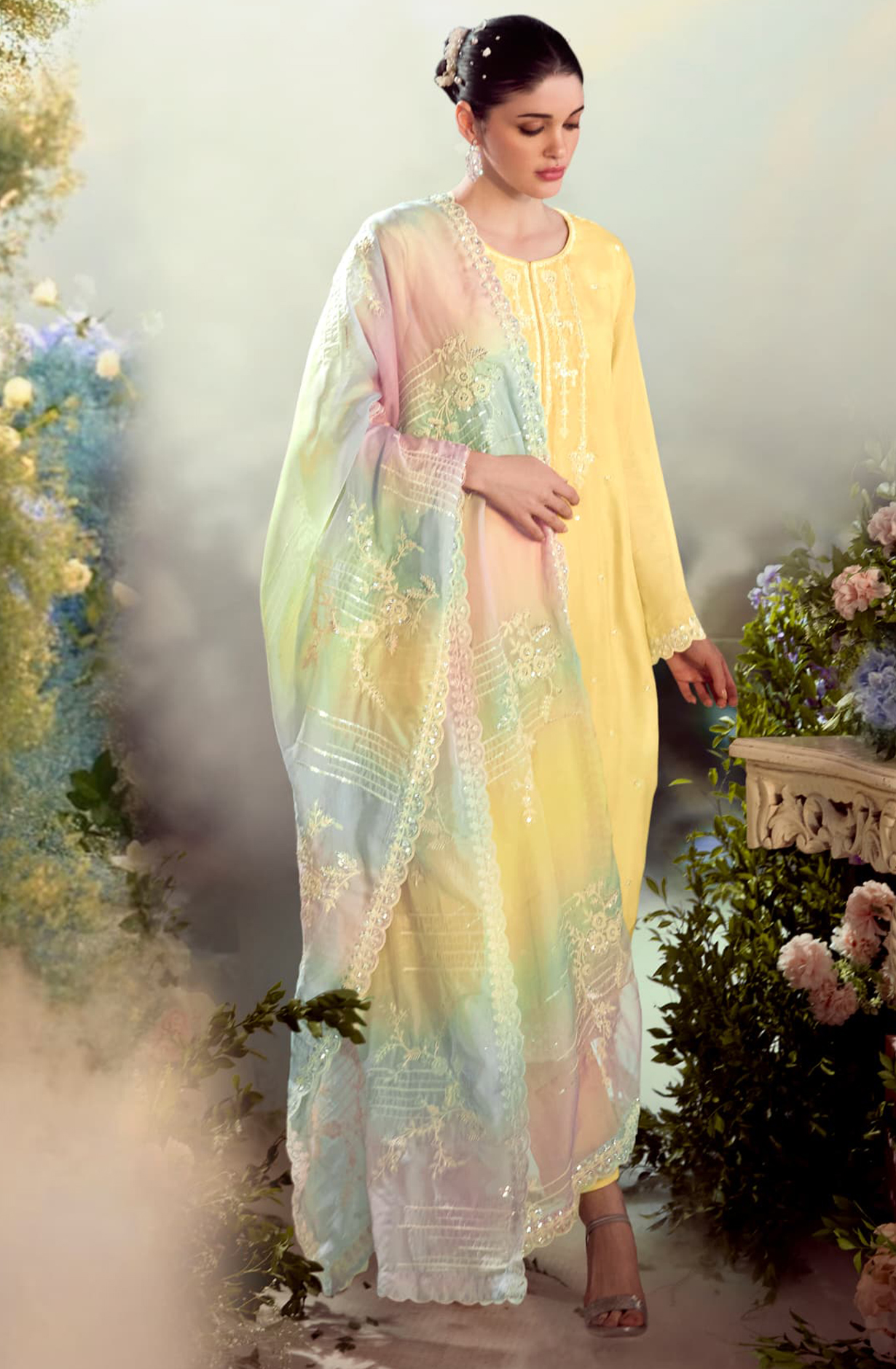 Modal Satin Embroidered Suit-Set - DAS2202