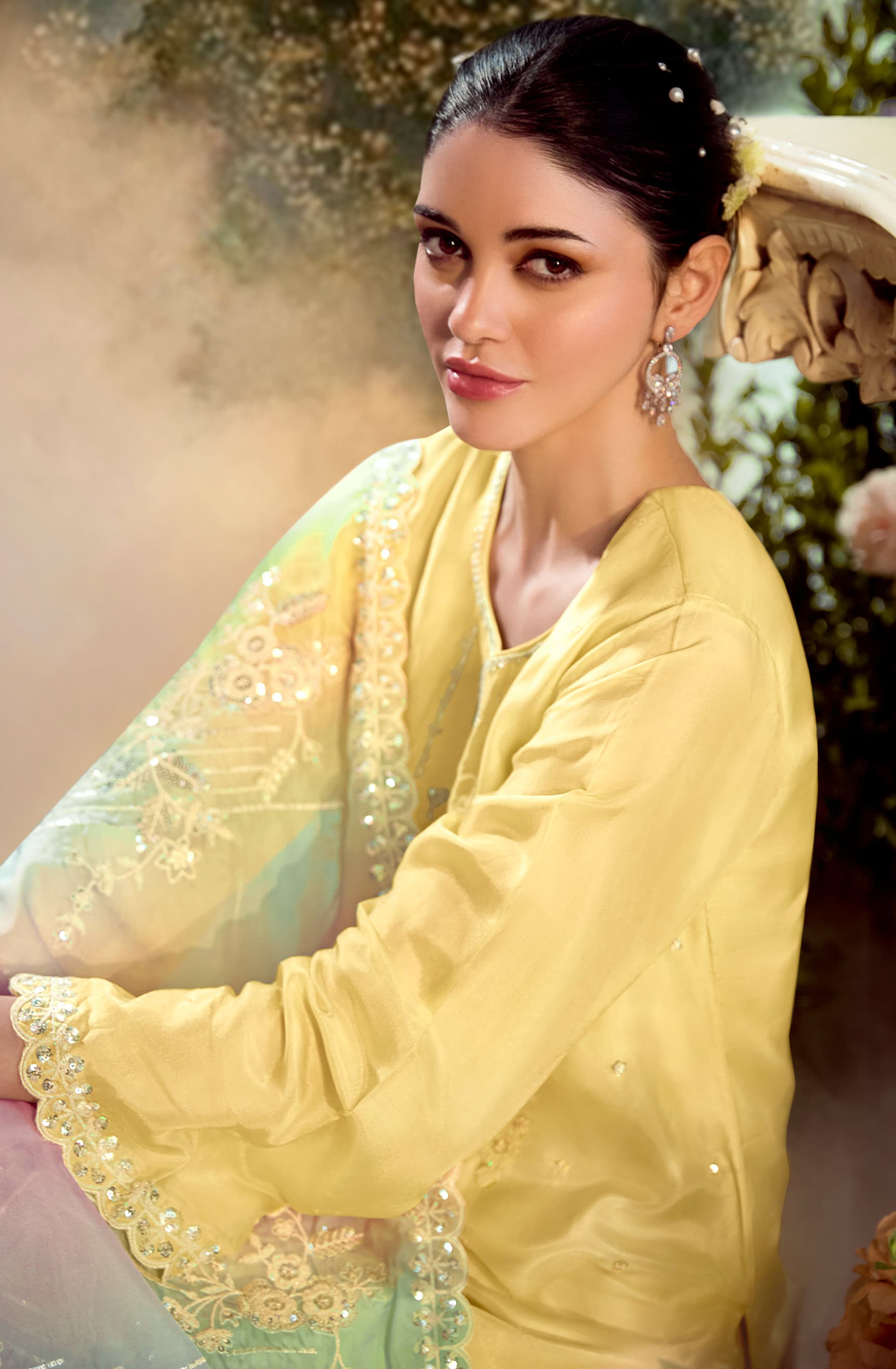 Modal Satin Embroidered Suit-Set - DAS2202