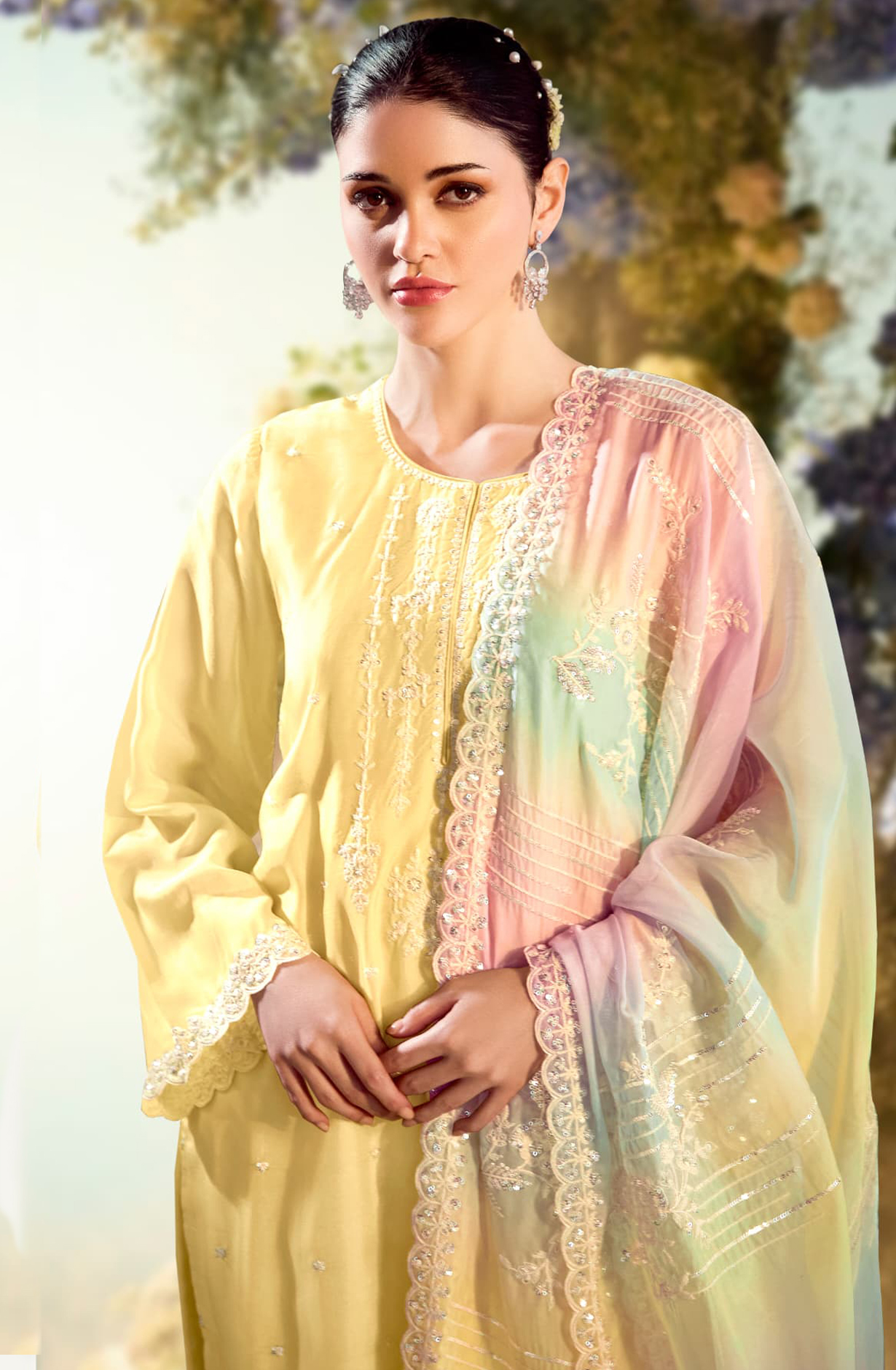 Modal Satin Embroidered Suit-Set - DAS2202