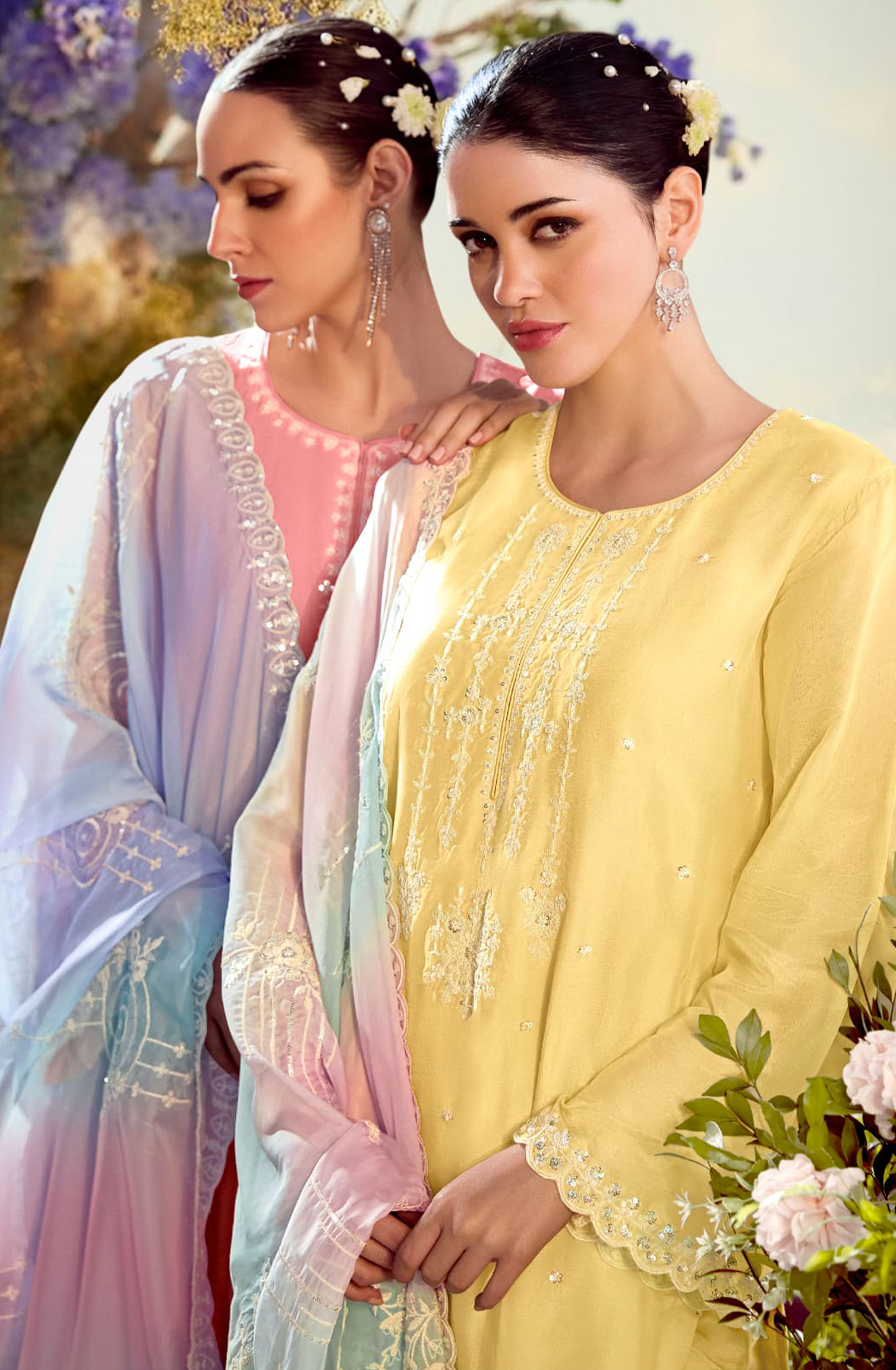Modal Satin Embroidered Suit-Set - DAS2202