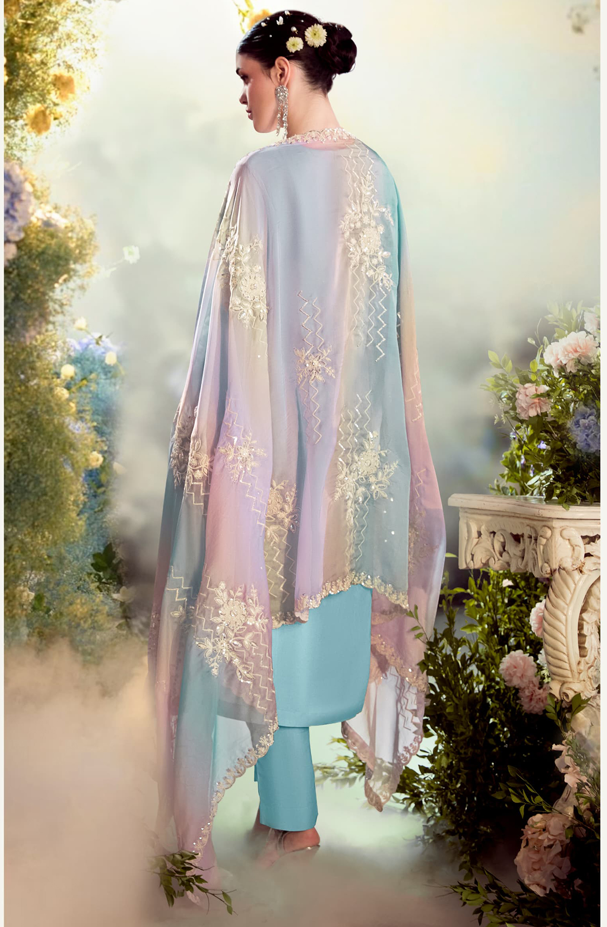 Modal Satin  Embroidered Suit-Set - DAS2203