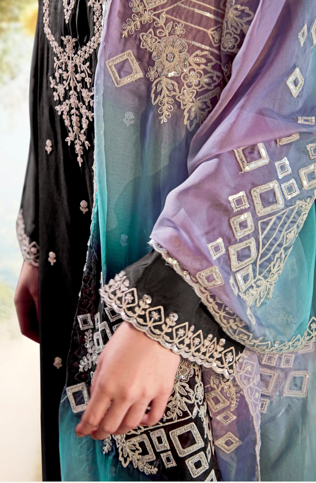 Modal Satin Embroidered Suit-Set - DAS2205