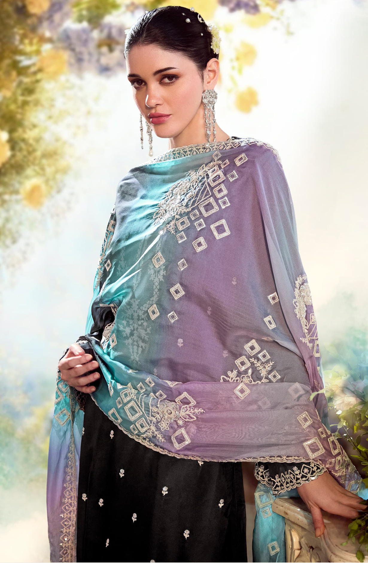 Modal Satin Embroidered Suit-Set - DAS2205