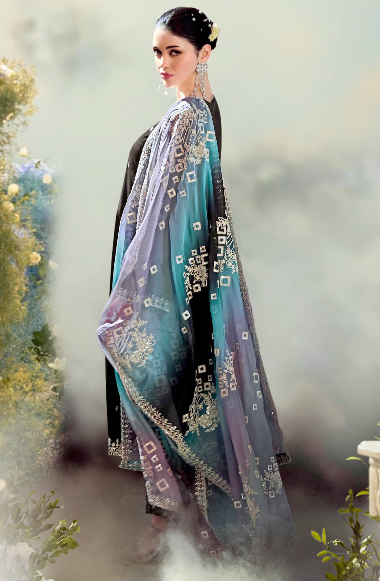 Modal Satin Embroidered Suit-Set - DAS2205