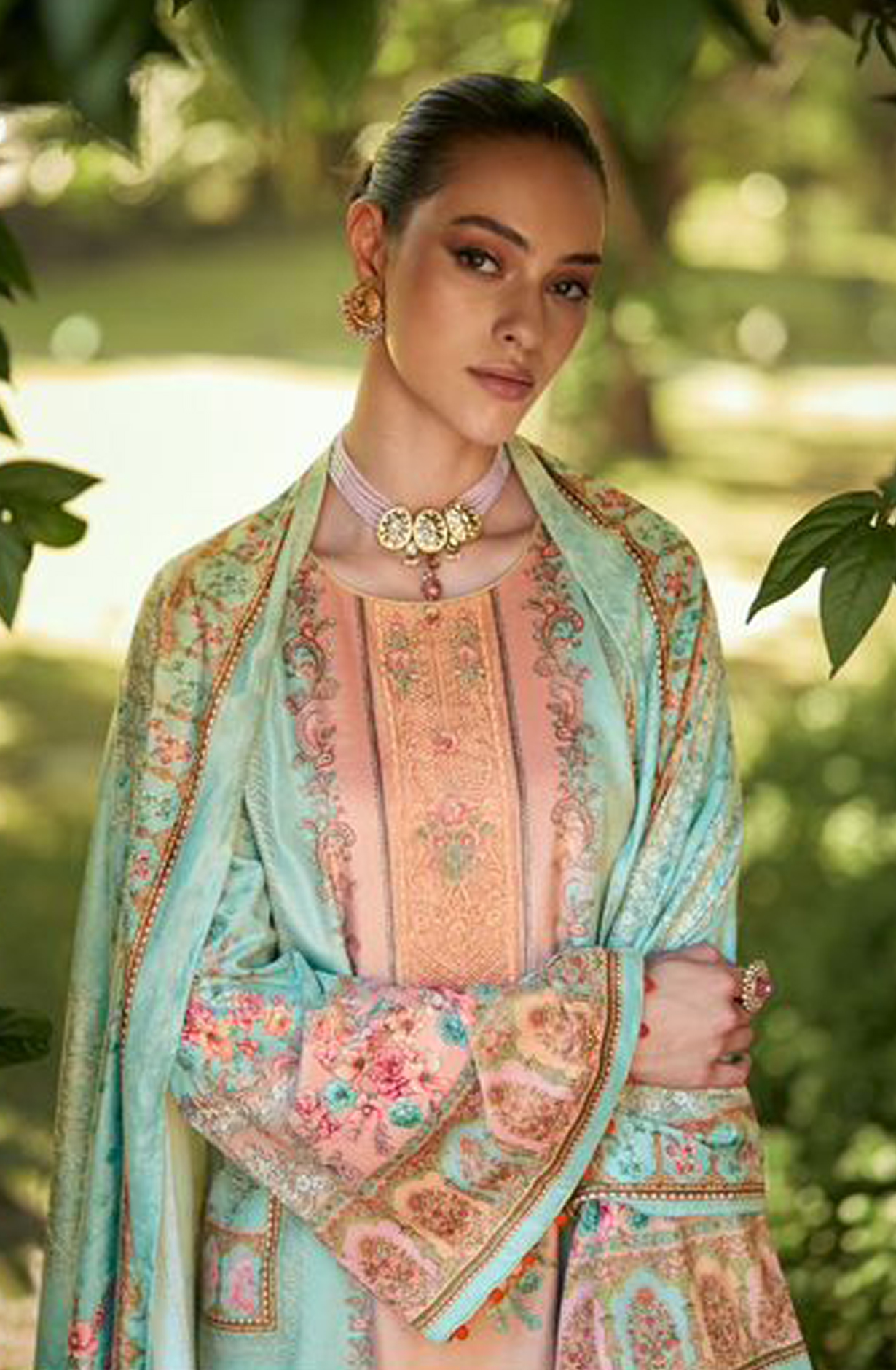 Sea Green Beautiful Velvet Unstitched Printed Salwar Kameez - DEE24001