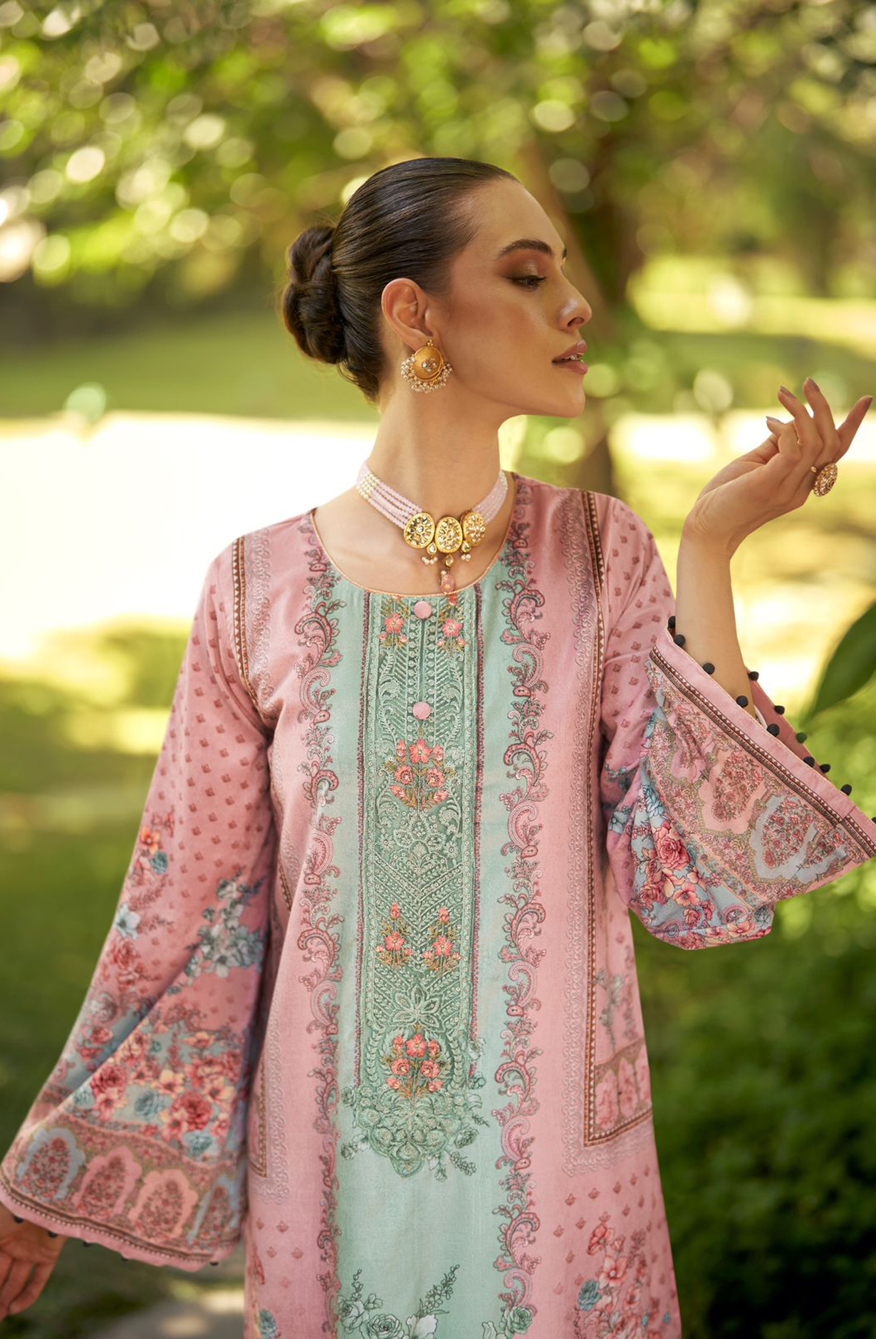 Sea Green Beautiful Velvet Unstitched Printed Salwar Suit - DEE24002