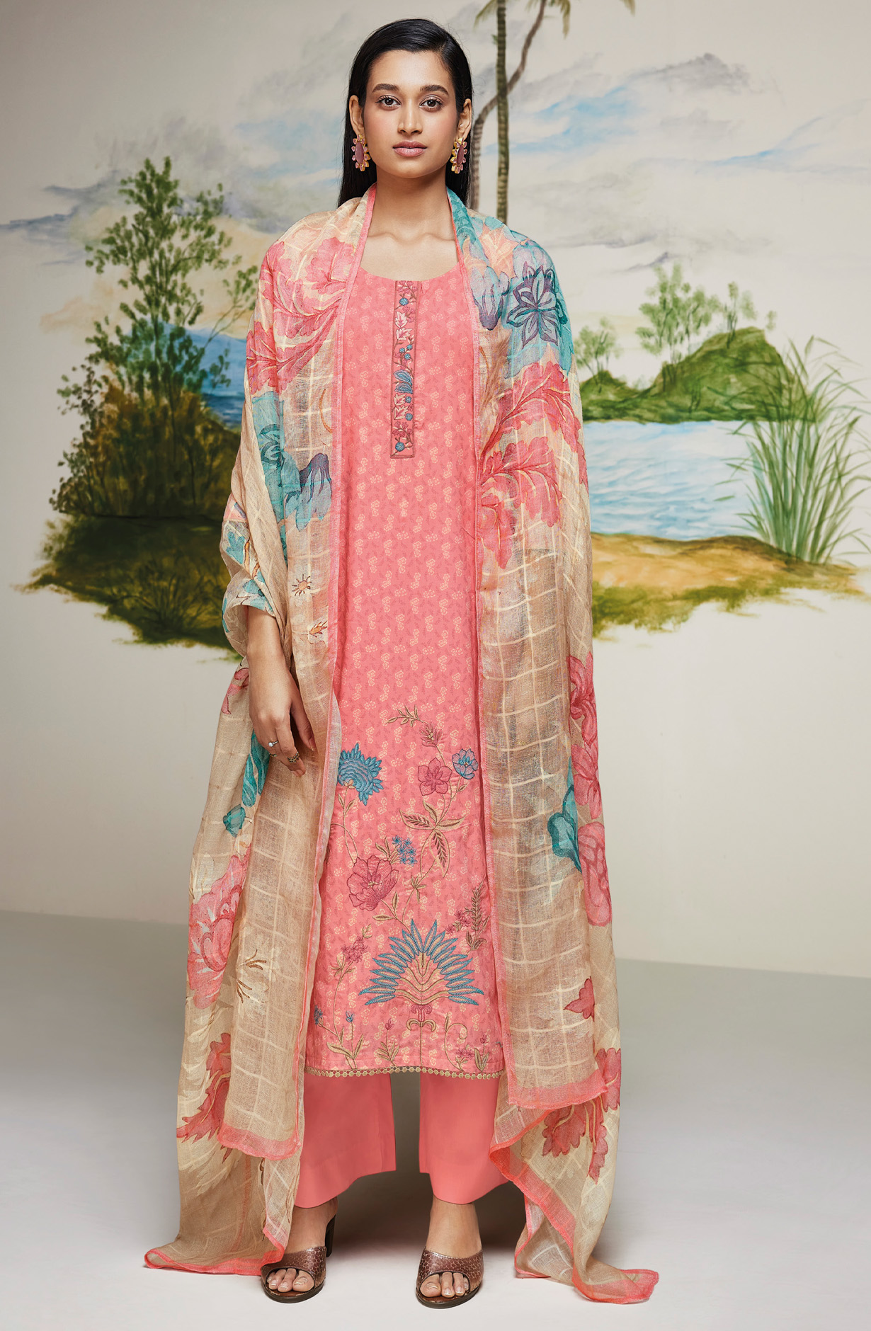 Pink Cotton Digital Printed Salwar Kameez with Beautiful Dupatta - DEES1613B
