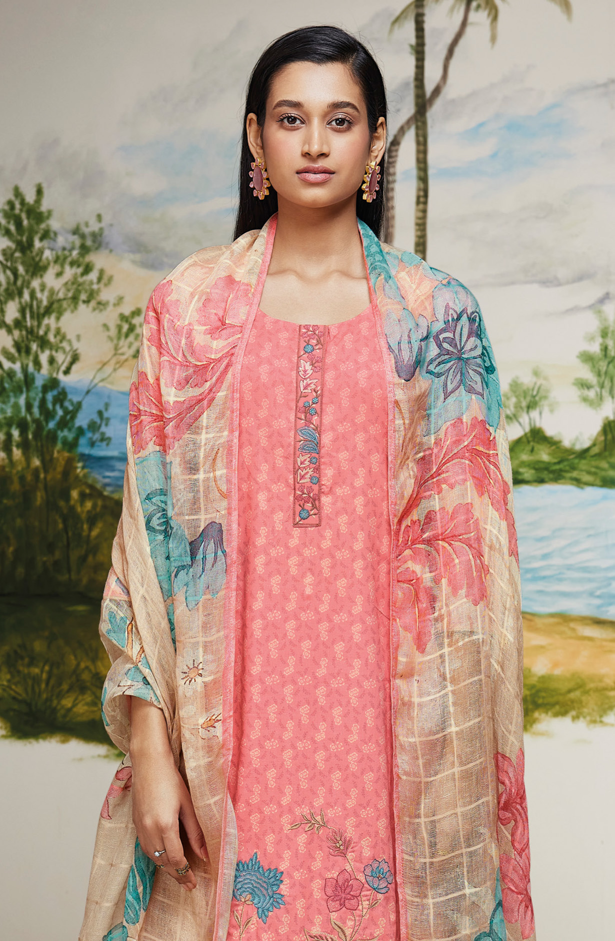 Pink Cotton Digital Printed Salwar Kameez with Beautiful Dupatta - DEES1613B