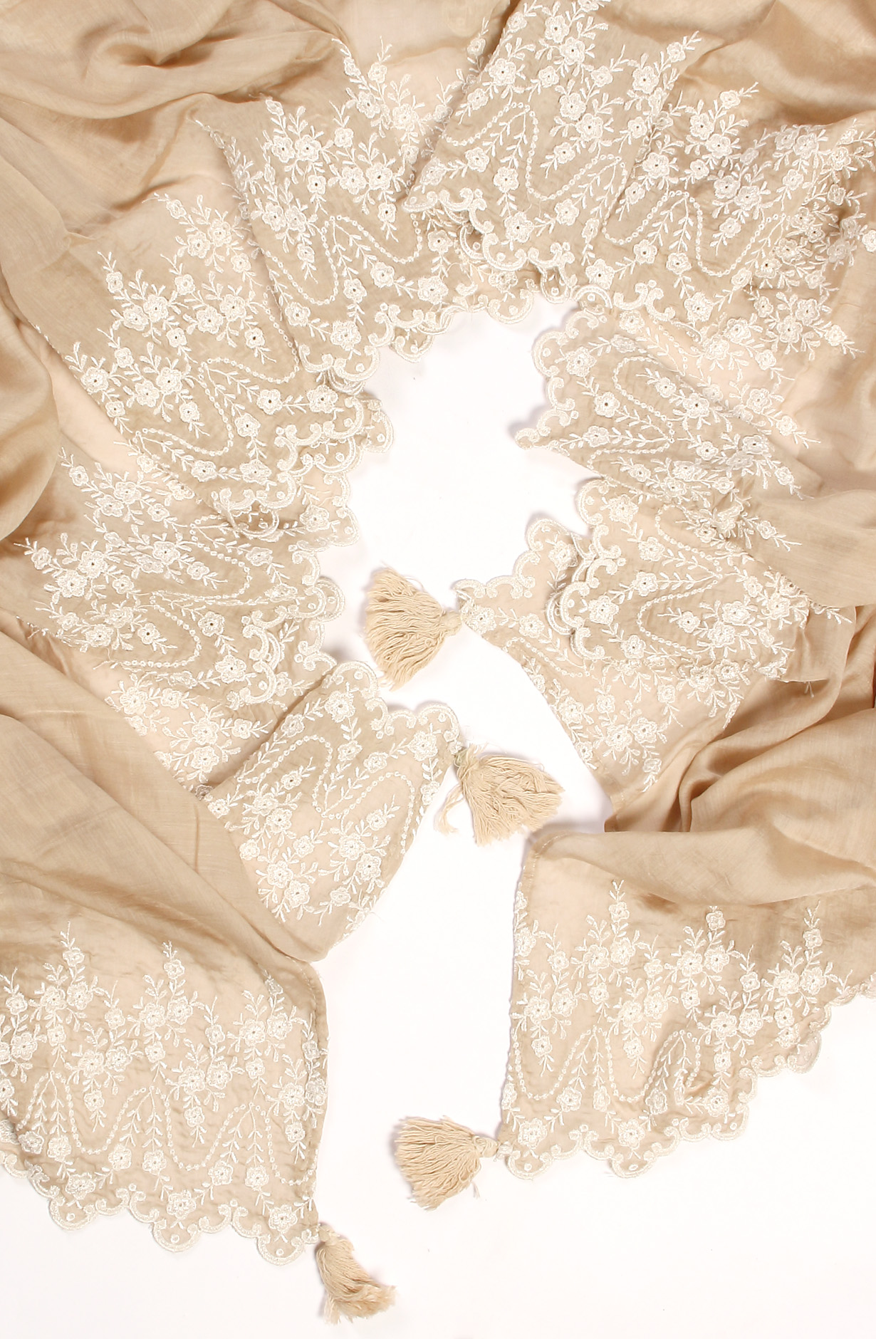 Beige Muslin Embroidered Exclusive Salwar Kameez - DIYNS12530A