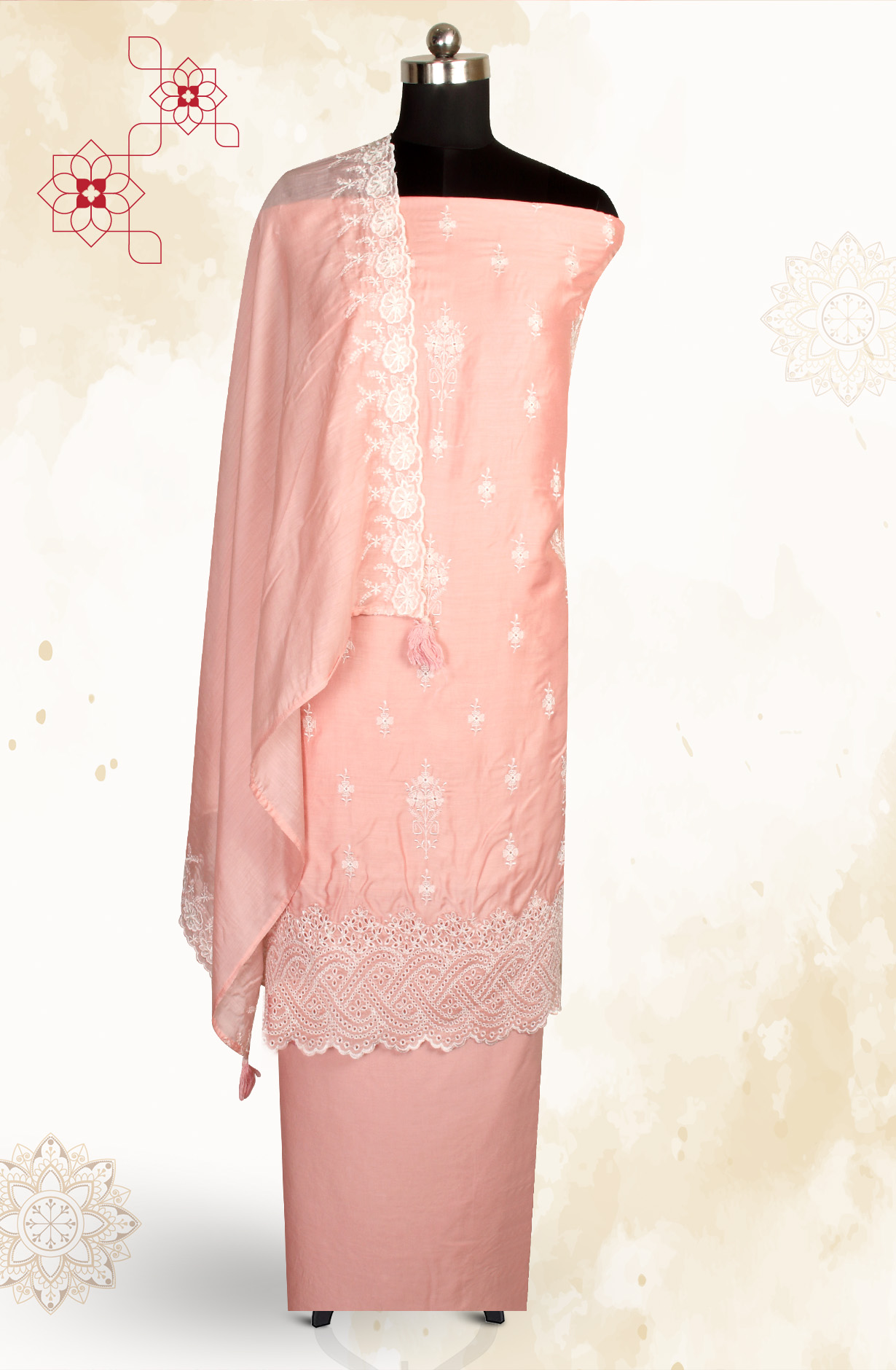 Pink Muslin Embroidered Exclusive Salwar Kameez - DIYNS12530B